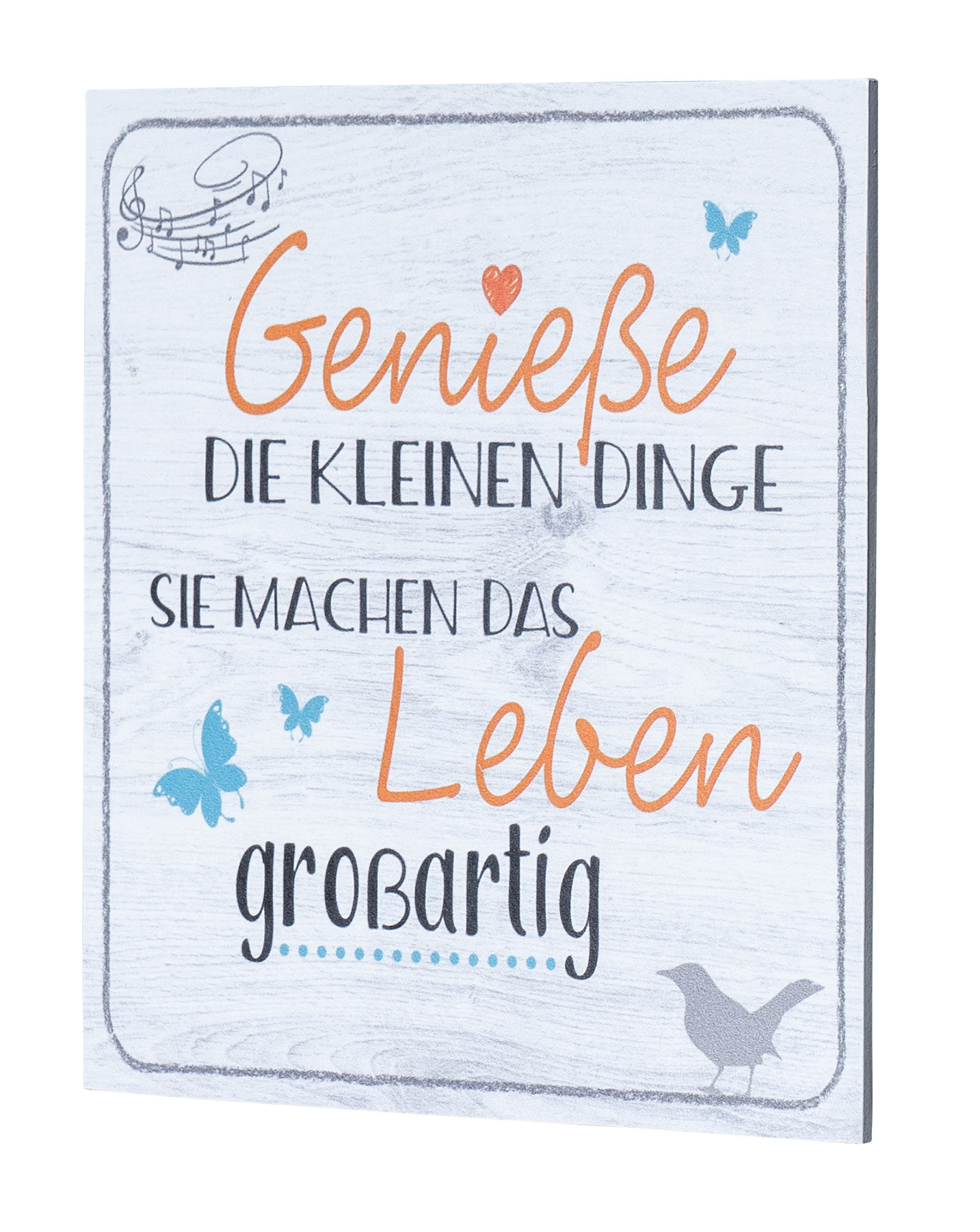 Wandbild 20x20cm Genieße die kleinen Dinge Spruch Deko Wandschild Bild Wanddeko