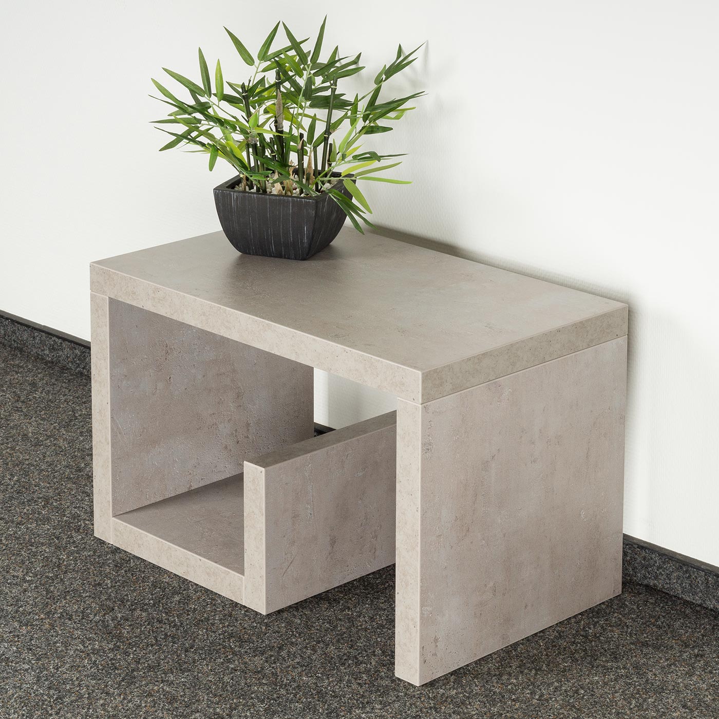 Couchtisch Gustav 59x36x37cm Betonoptik grau Beistelltisch verleimt