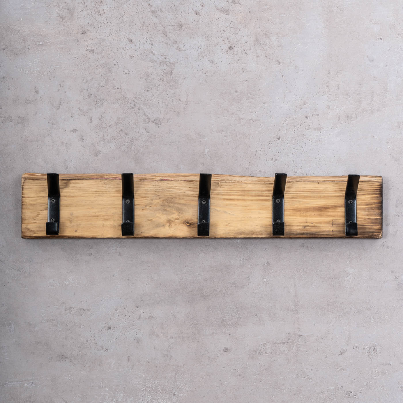 Garderobe Holz L55cm Hakenleiste 5 Haken Eiche Wanddeko Deko Kleiderhaken Natur