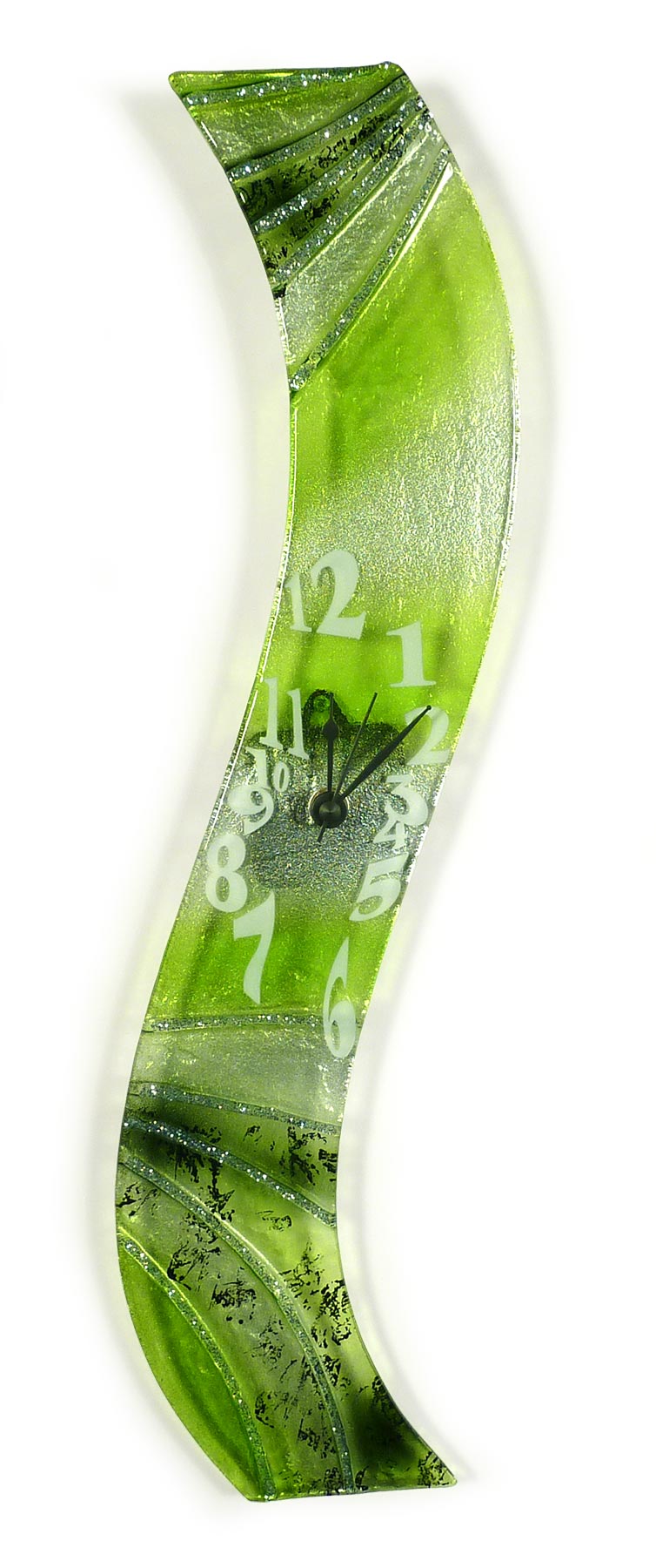 Design Wanduhr 50x8cm Verde Epoche aus Glas Glasuhr Unikat Handarbeit