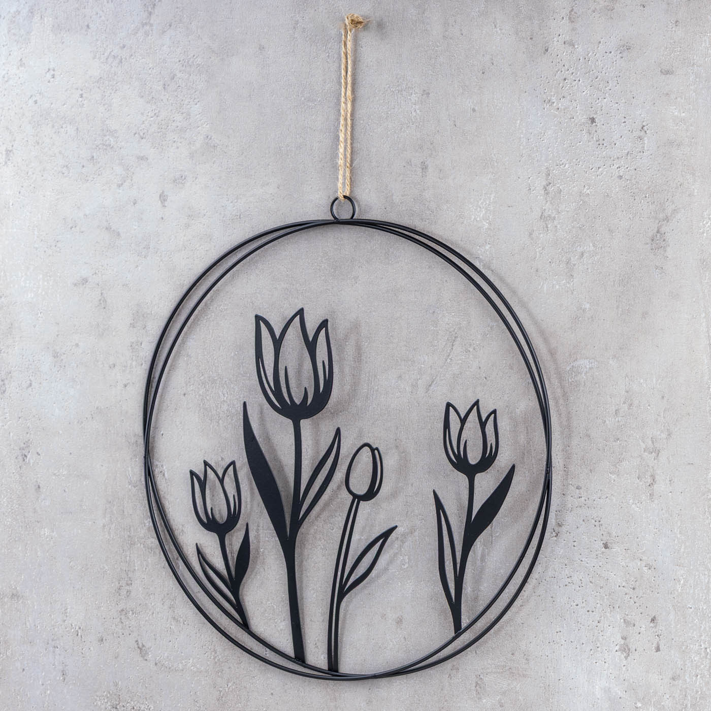 Wandbild Tulpe 30cm Rund Schwarz Metall Türkranz Türschild Metallschild Wanddeko