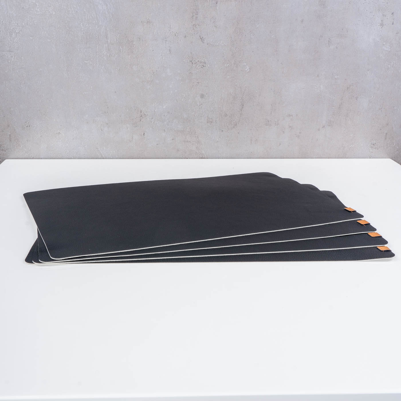4er Set Platzset Tischsets 45x30cm Schwarz Creme Lederoptik Beidseitig Tischdeko