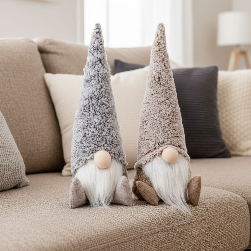 2er Set Wichtel Deko Figuren H40cm Grau Braun Weihnachten Zwerg Weihnachtsdeko