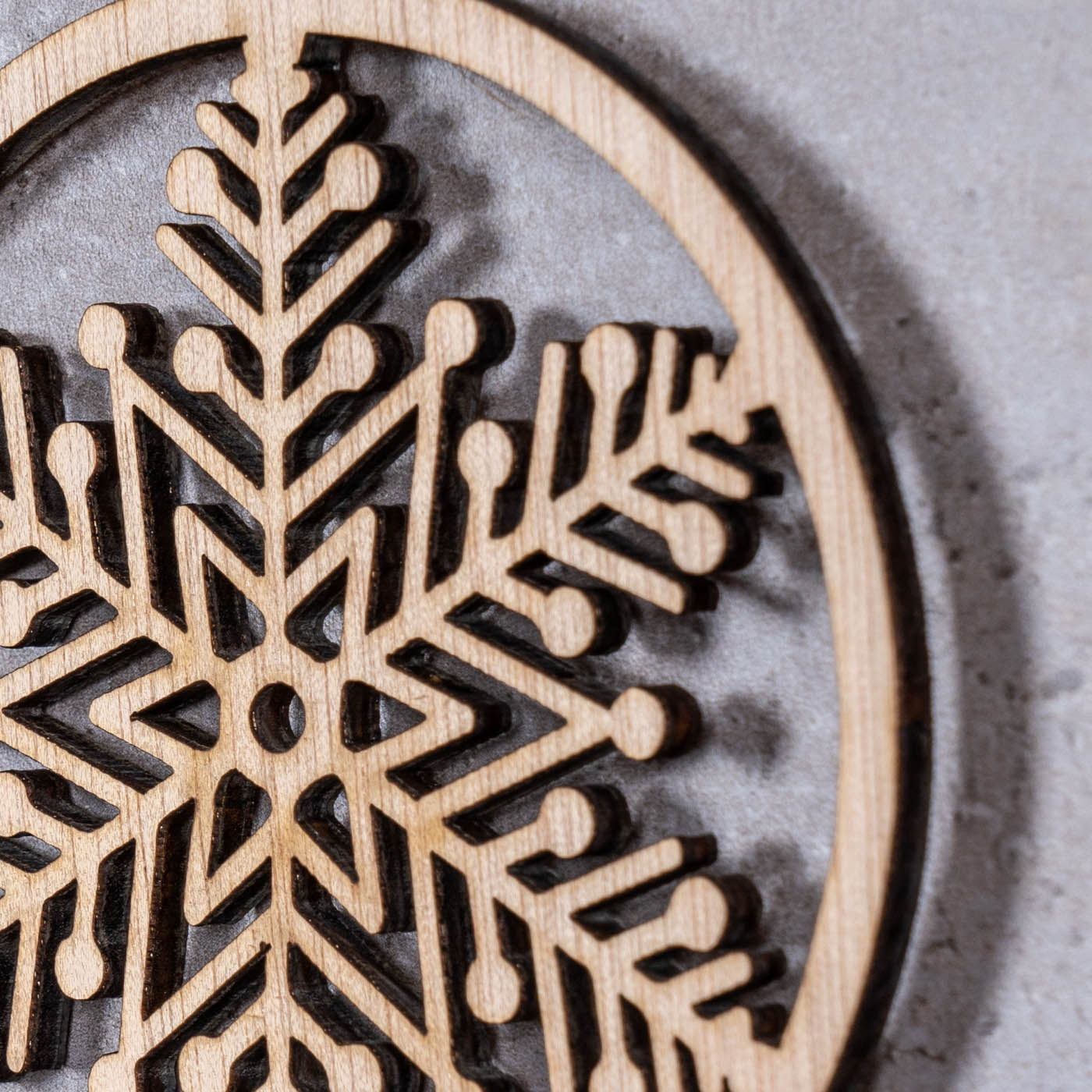 3er Set Deko-Anhänger Weihnachten Holz Birkenholz Schneeflocke Kugel Baumschmuck