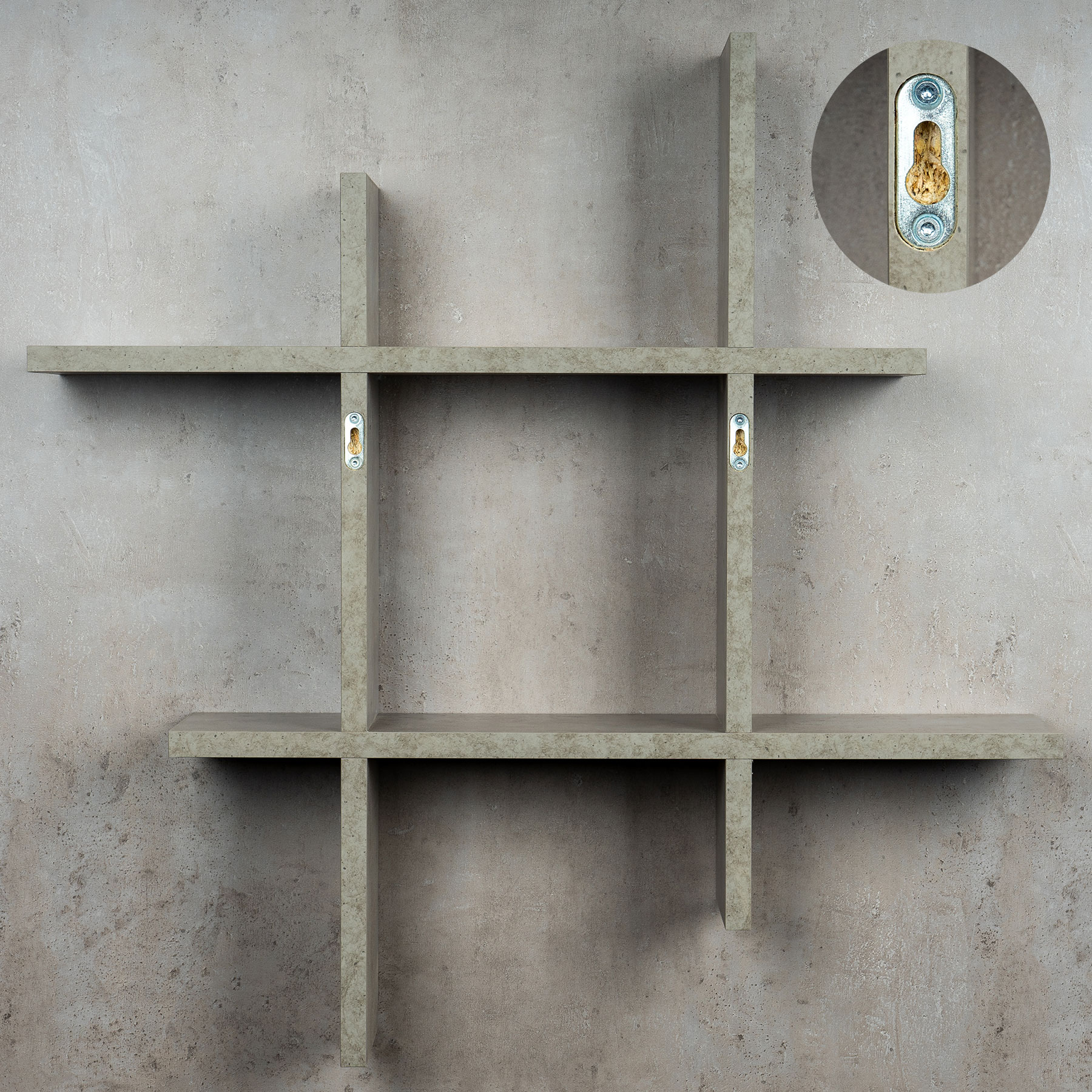 levandeo Hashtag Regal 75x75cm Wandregal Holz Beton-Optik Bücherregal Hängeregal