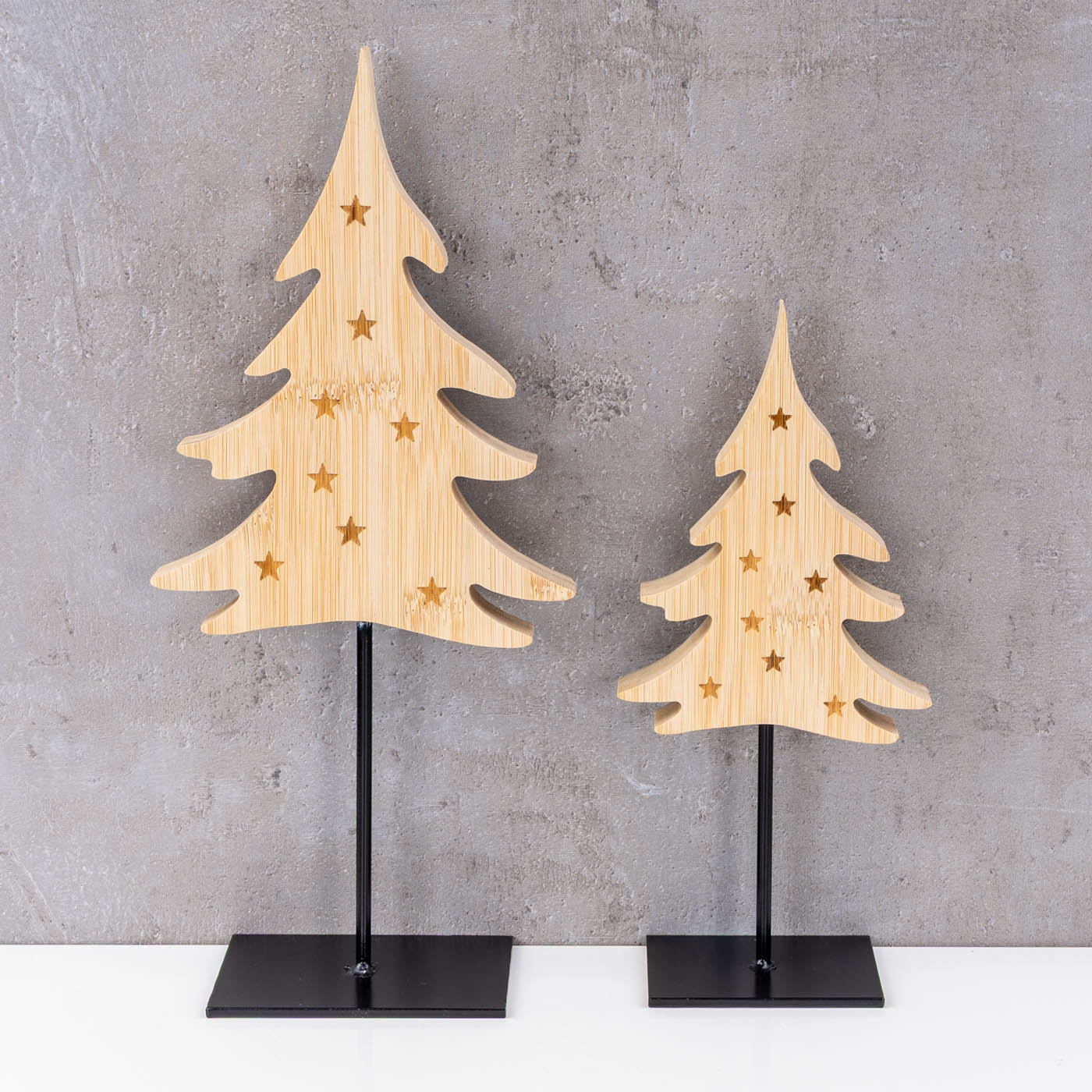 2er Set Deko Tannenbaum Aufsteller Holz Weihnachtsbaum Tischdeko Skandi Design