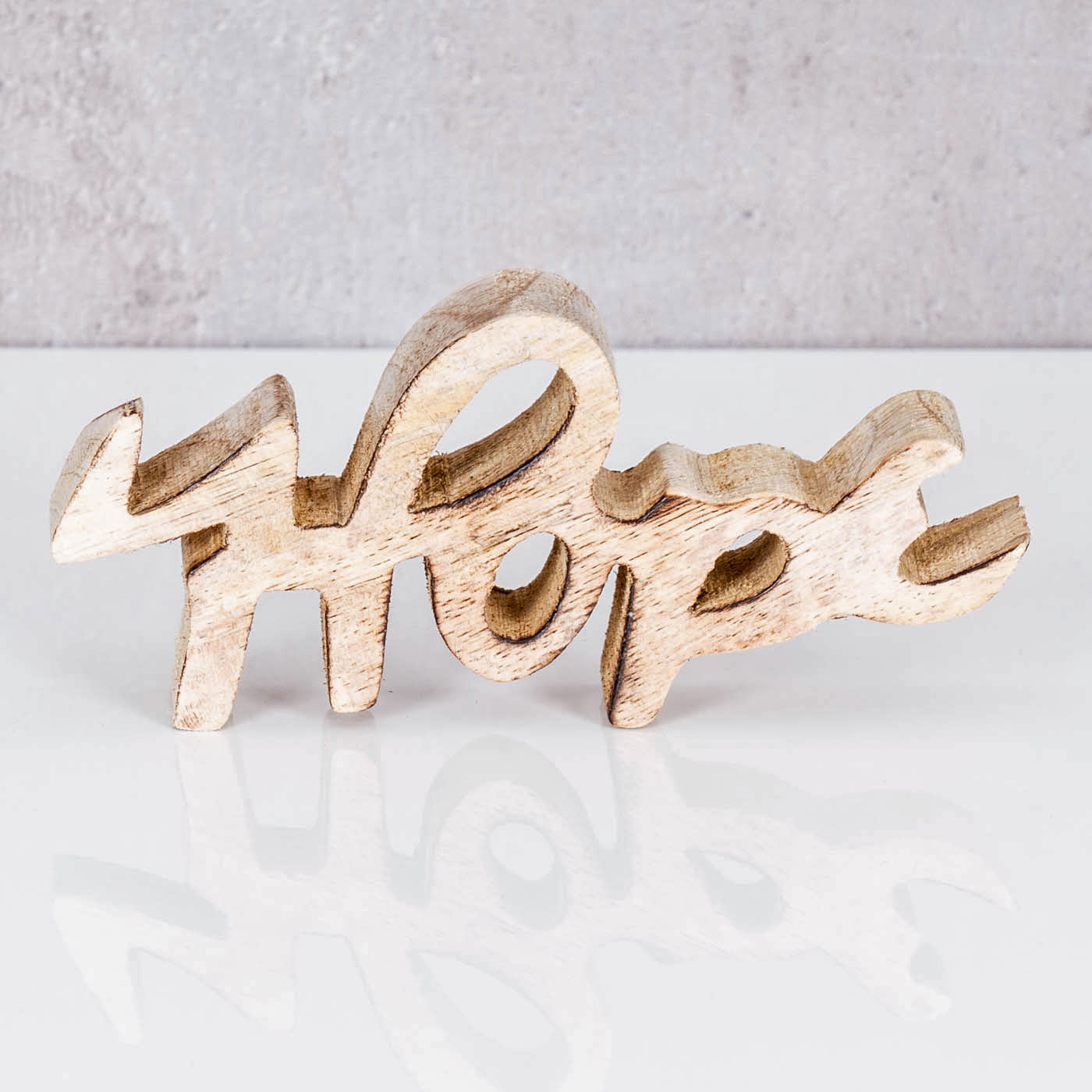 Schriftzug Set Love Hope BxH 14x7cm Braun Mango Holz Natur Deko Aufsteller Liebe