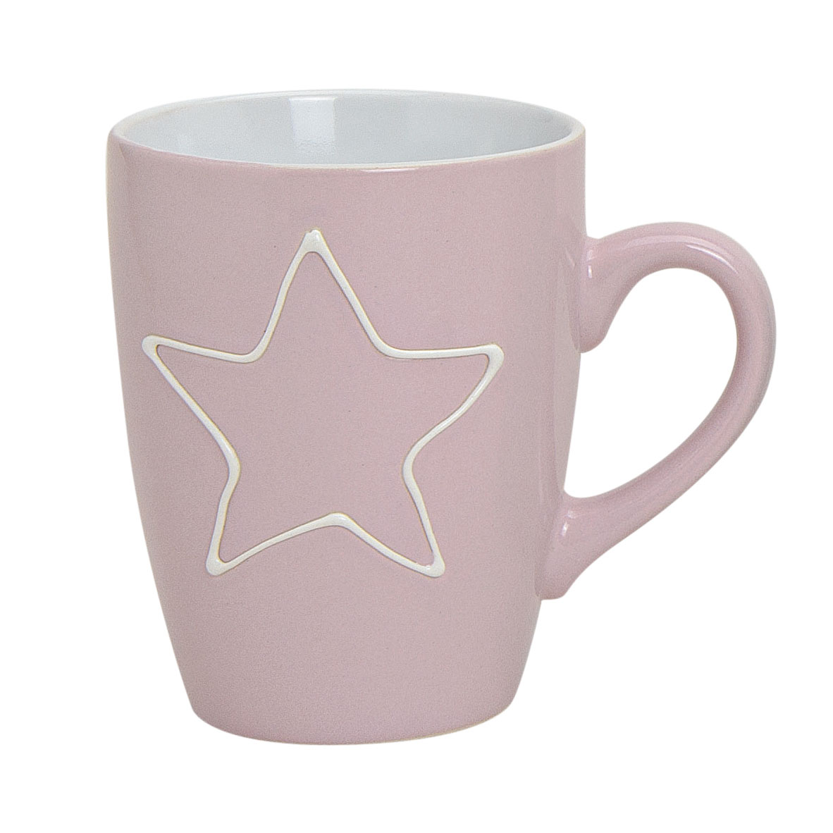 3er Set Becher 300ml Stern Keramik Pastell Rosa Grün Grau Kaffeepott Tasse