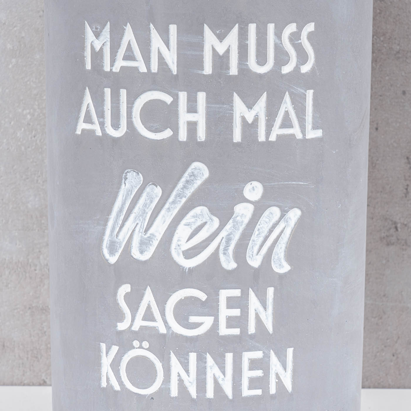 Weinkühler Beton Grau H21cm Flaschenkühler Spruch Wein Sektkühler Tischdeko