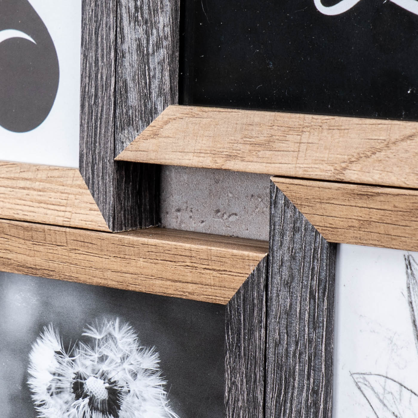 Bilderrahmen 6 Fotos 10x15 Schwarz Natur MDF Holz Fotorahmen Bildergalerie Deko