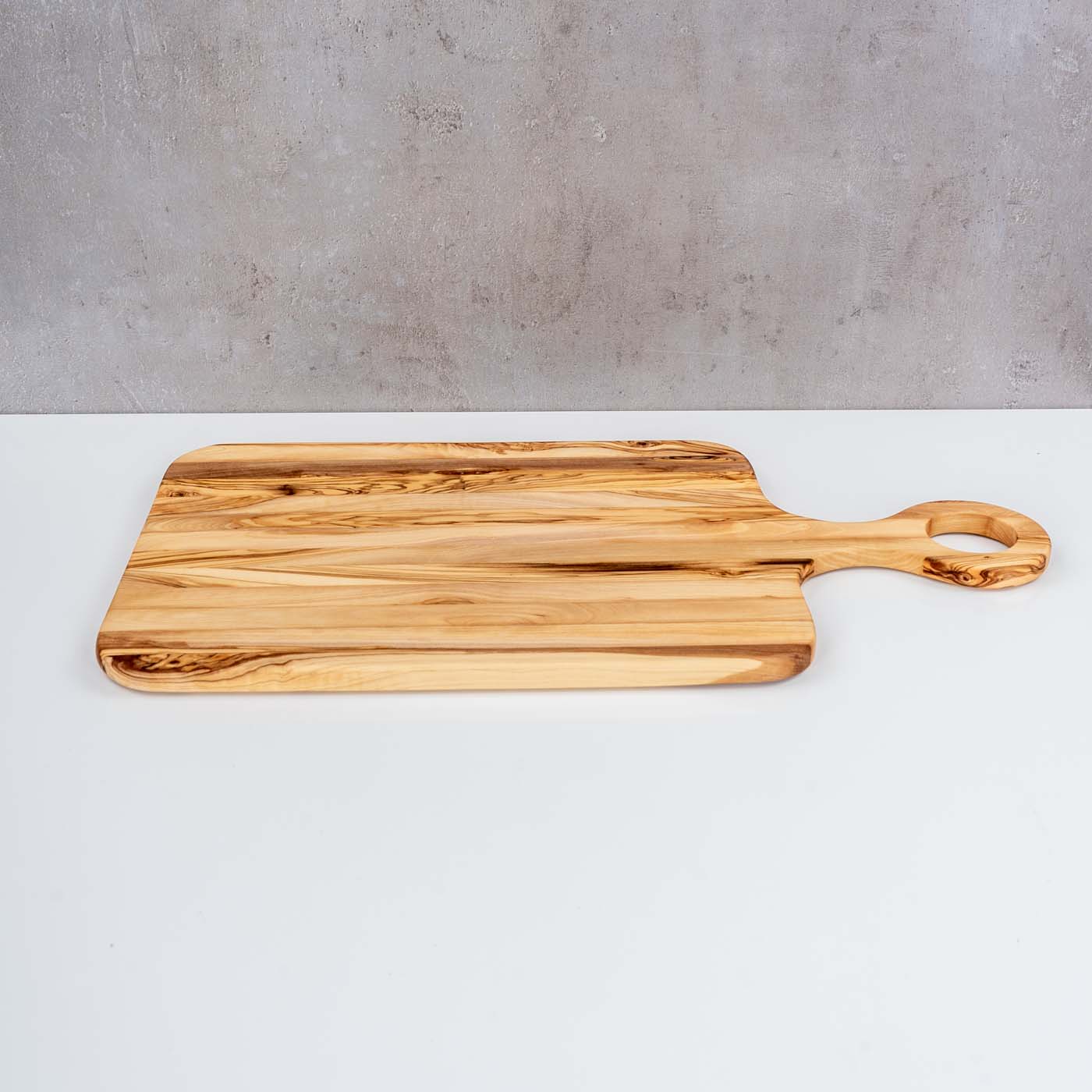 Schneidebrett 40x20cm Olivenholz Griff Holzbrett Servierplatte Natur Unikat Deko