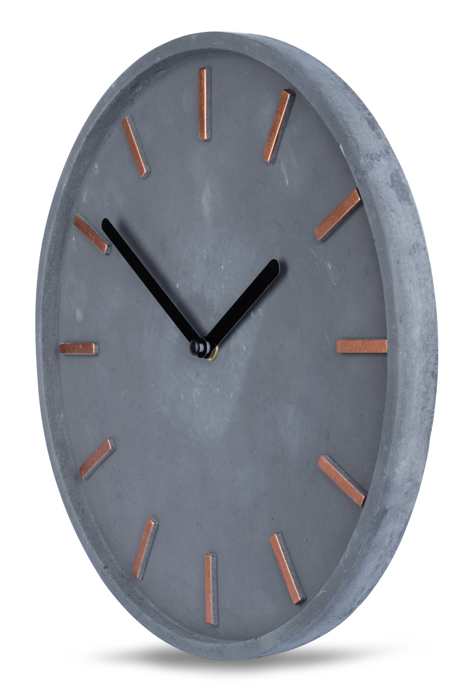 Hochwertige Beton-Uhr Wanduhr ca. 30cm Grau Kupfer Uhrzeit modern Wanddeko