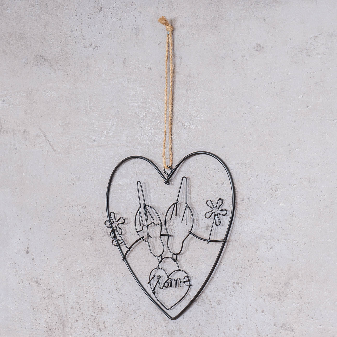 Metall Herz 15x15cm Hänger Vogel Home Schwarz Gartendeko Türschild Wandbild Deko