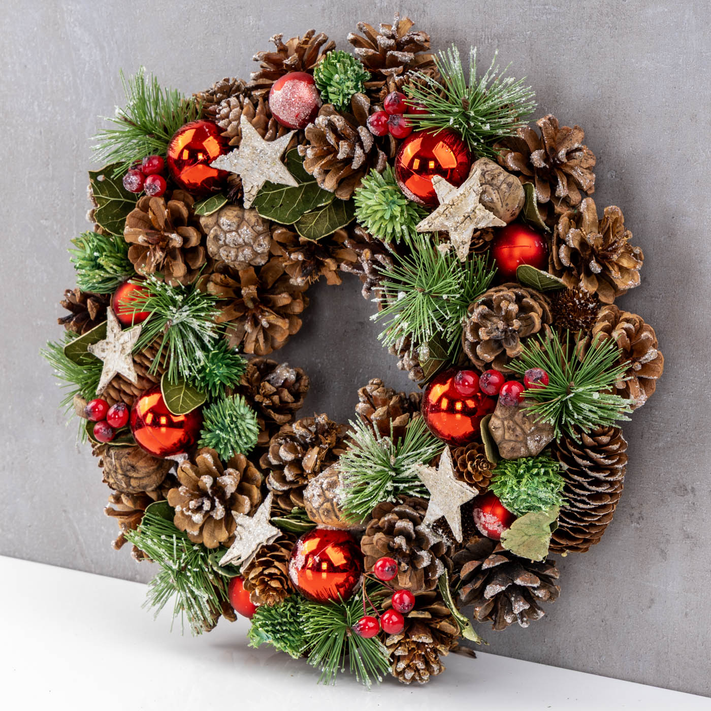 Weihnachtskranz 34cm Türkranz Tischdeko Weihnachten Zapfen Adventskranz Deko