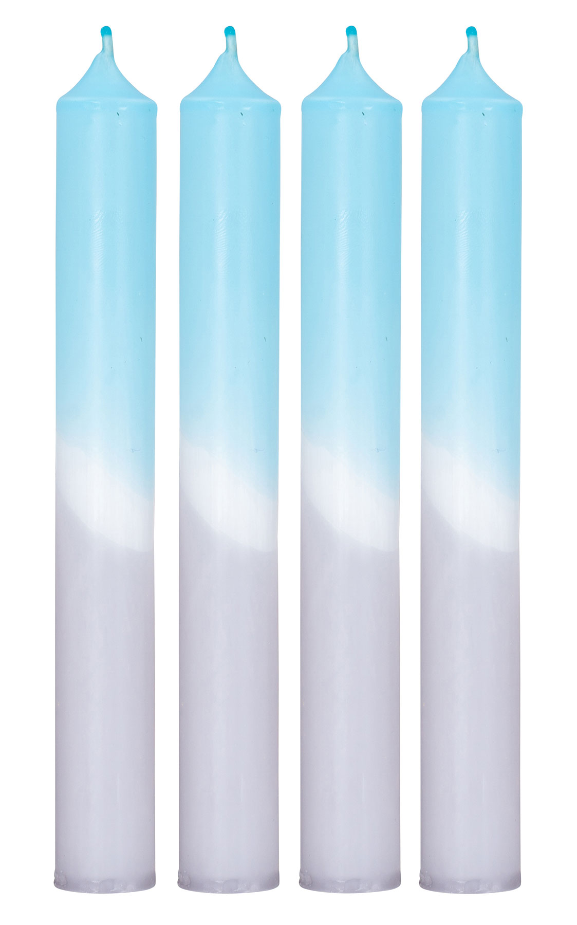 4er Set Stabkerzen H20cm Blau Weiß Farbverlauf Dip Dye Kerzen Deko Tischdeko
