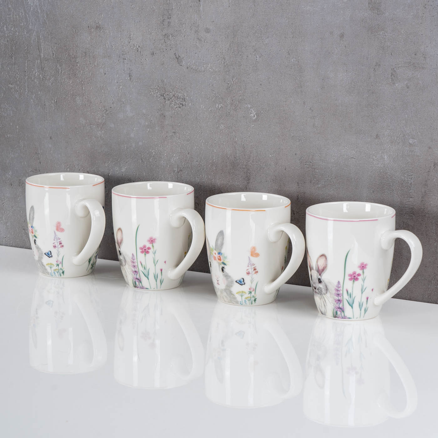 4er Set Osterbecher Osterhase Kaffeetasse Ostern Porzellan 300ml Kaffeepott Tasse