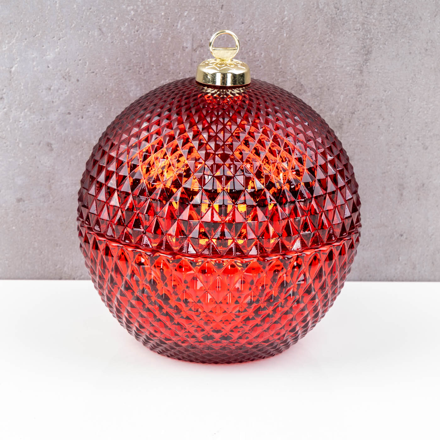 Deko Dose Weihnachten Ø13cm Weihnachtskugel Bonbon Glas Rot Tischdeko Candy Bar