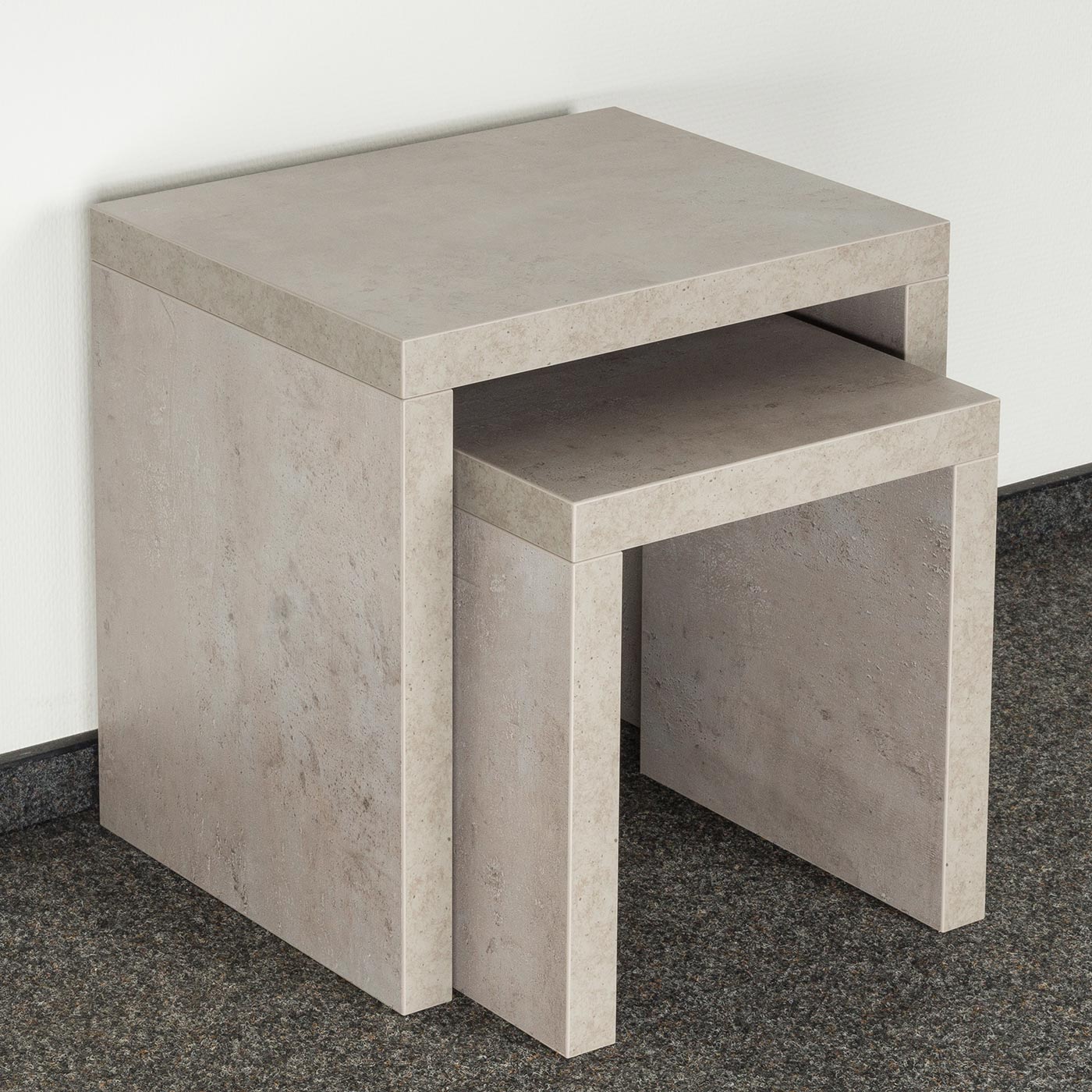 2 Satztisch 44x44x36cm Betonoptik grau Beistelltisch Couchtisch