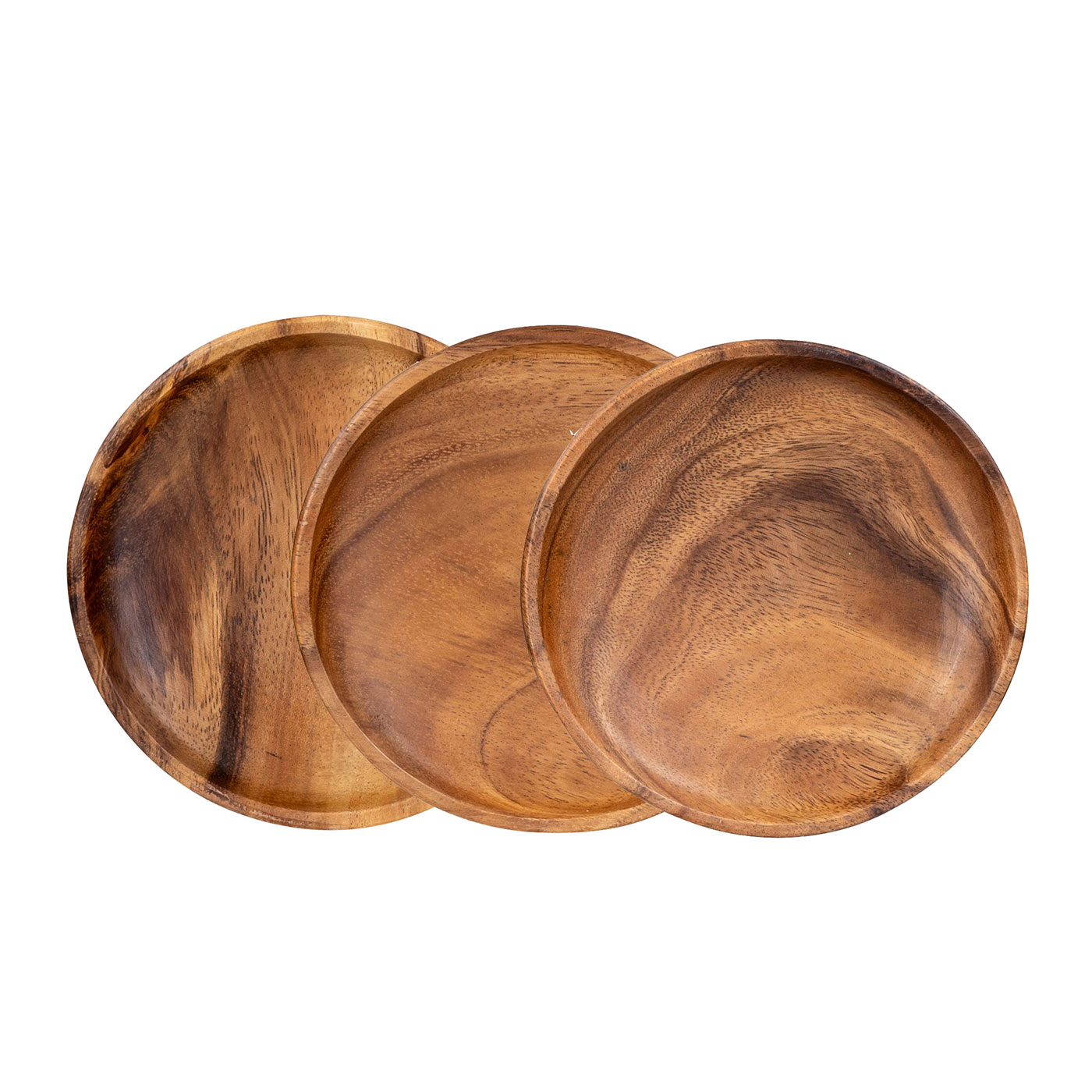 3er Set Snackschale Holz Akazie 15x15cm Rund Schale Obstschale Dekoschale Teller