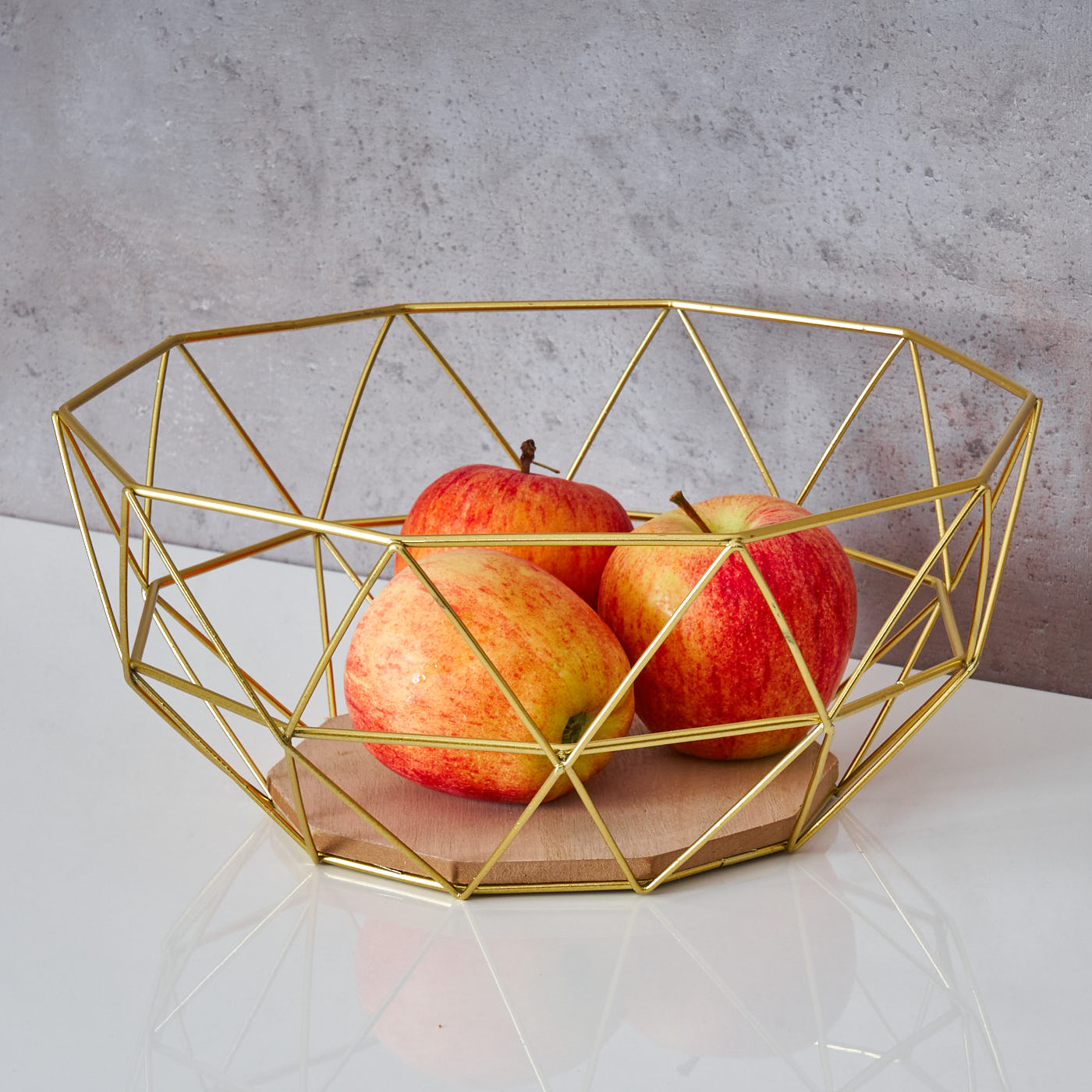 2er Set Korb Metall Gold 26x12cm Modern Holz Schüssel Schale Deko Industrial