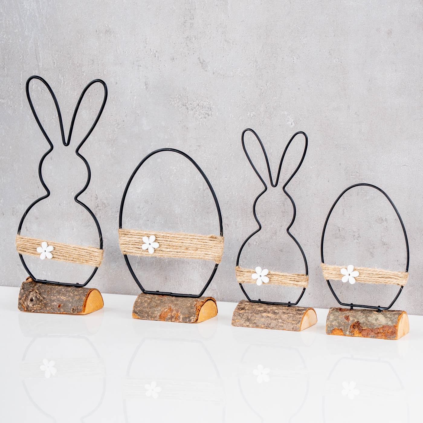 4er Set Deko Aufsteller Hase Metall Schwarz Osterdeko Osterei Tischdeko Frühling