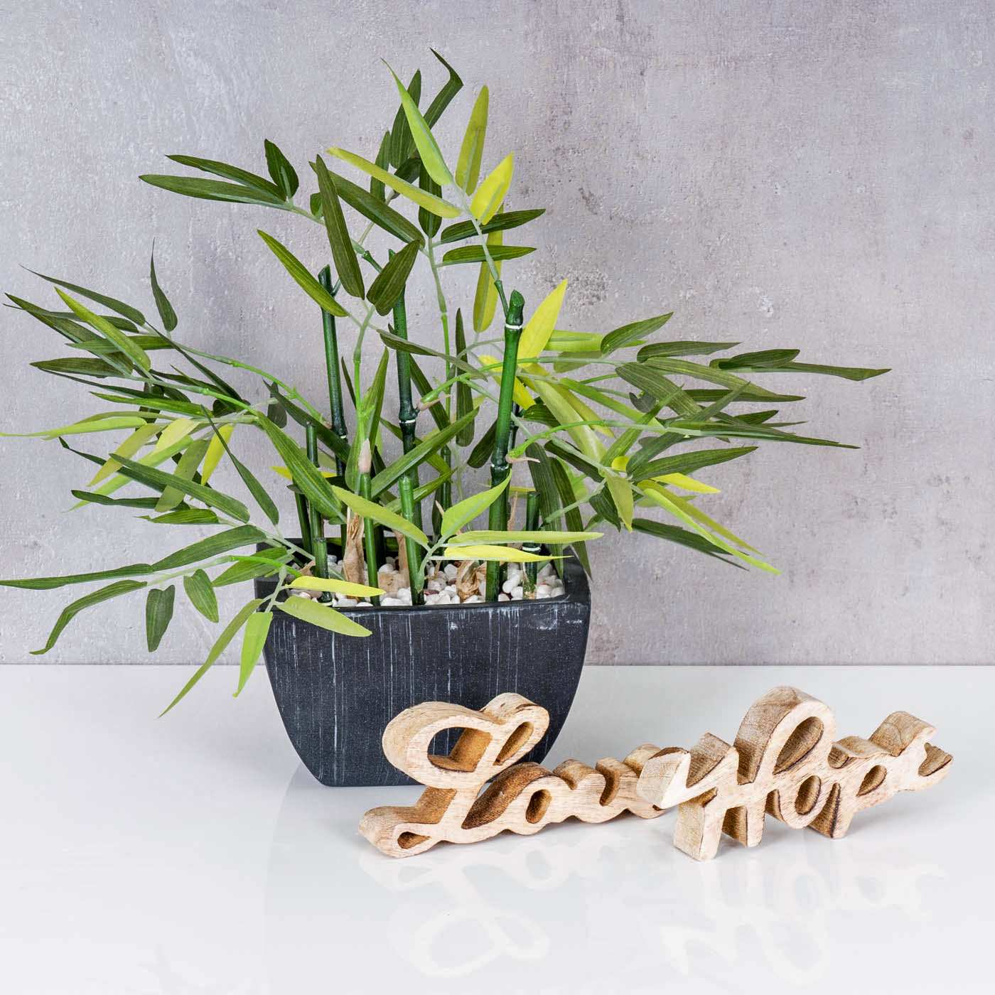 Schriftzug Set Love Hope BxH 14x7cm Braun Mango Holz Natur Deko Aufsteller Liebe