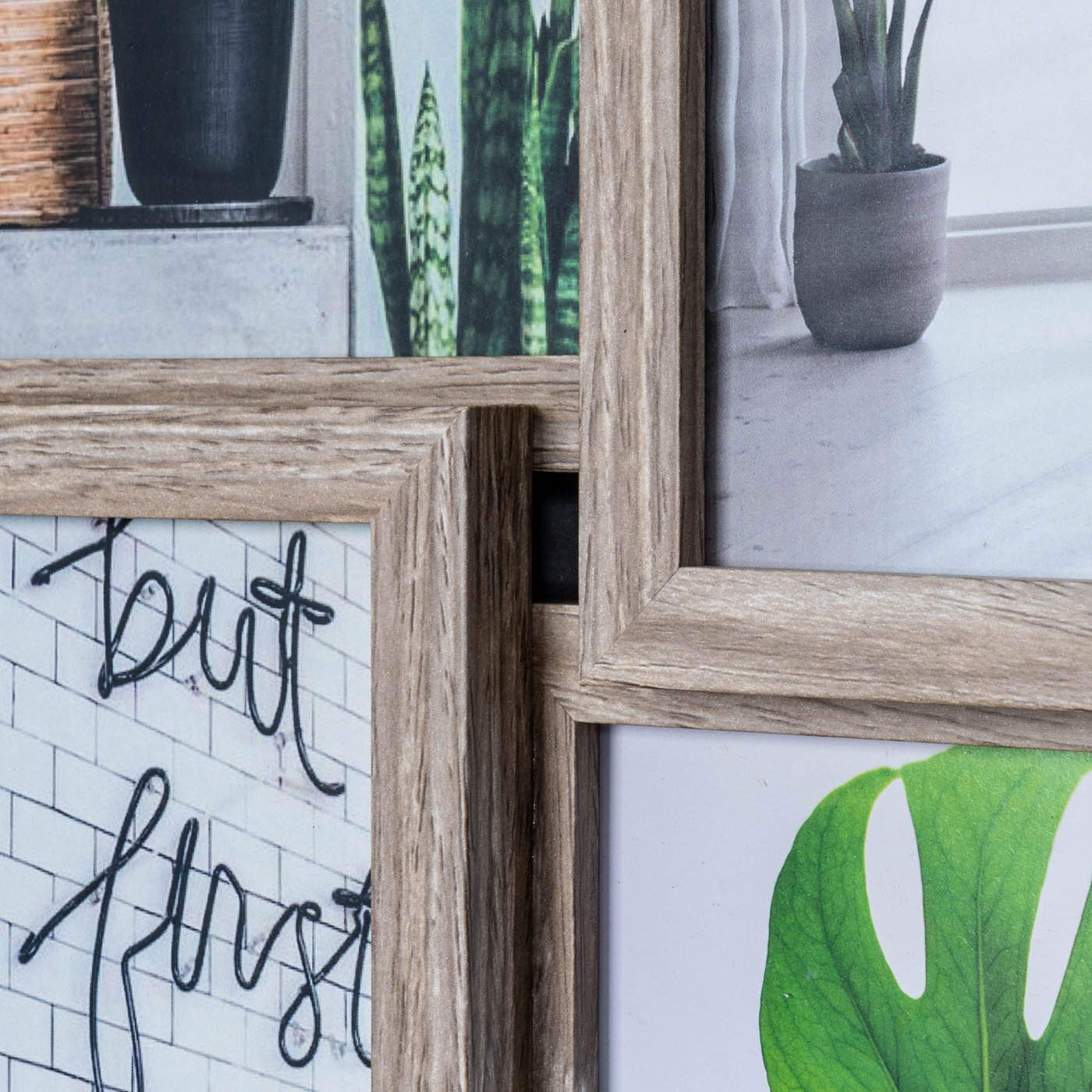 levandeo Bilderrahmen Collage 45x58cm 12 Fotos 10x15 Eiche gekälkt MDF Holz Glas