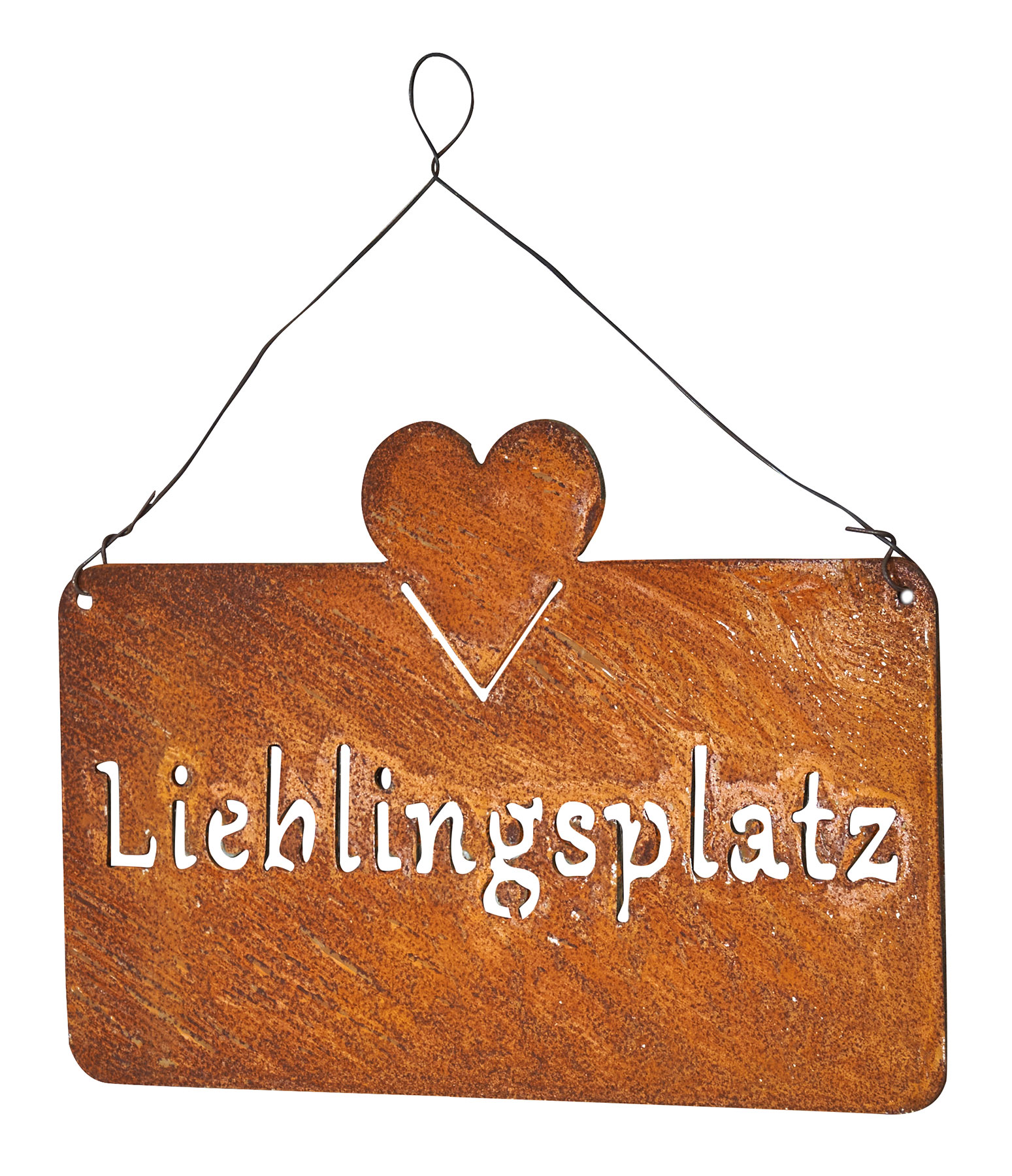 Schild Lieblingsplatz 25x16cm Herz Garten-Deko Türschild Edelrost Wandbild