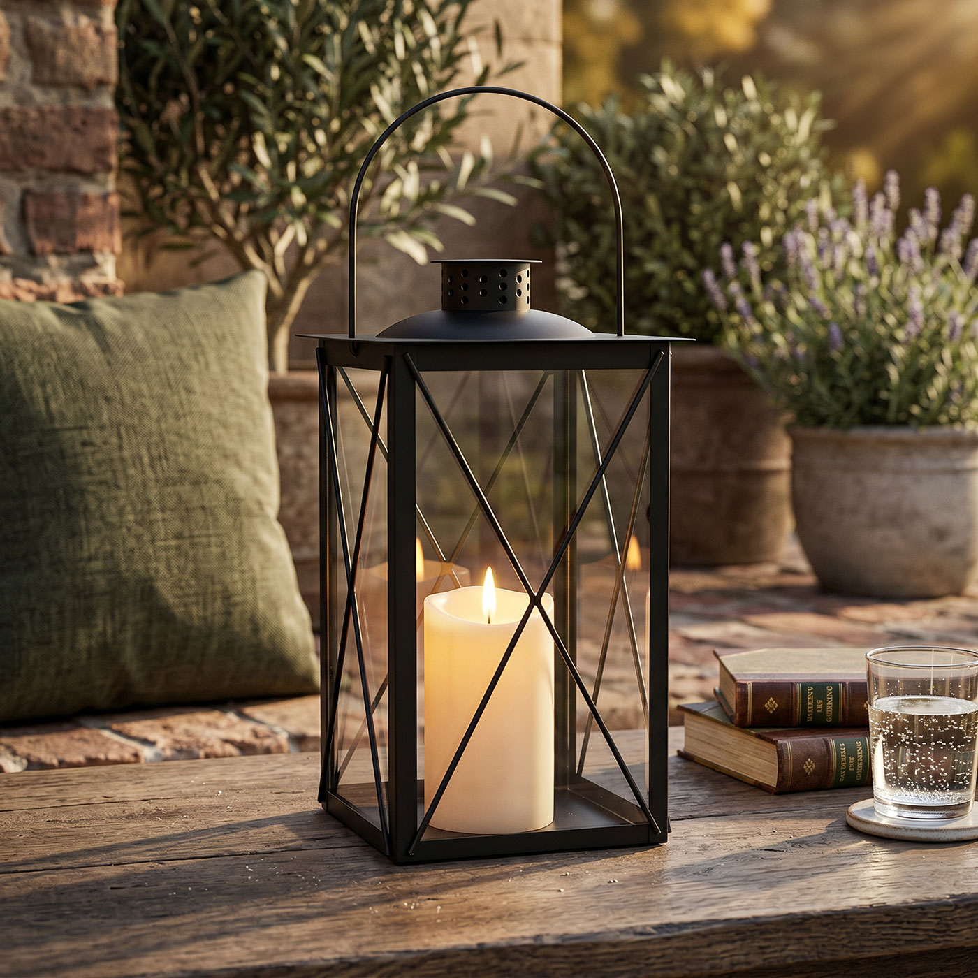 Deko Laterne Schwarz Metall Windlicht H30cm Glas Industrial Design Kerzenhalter