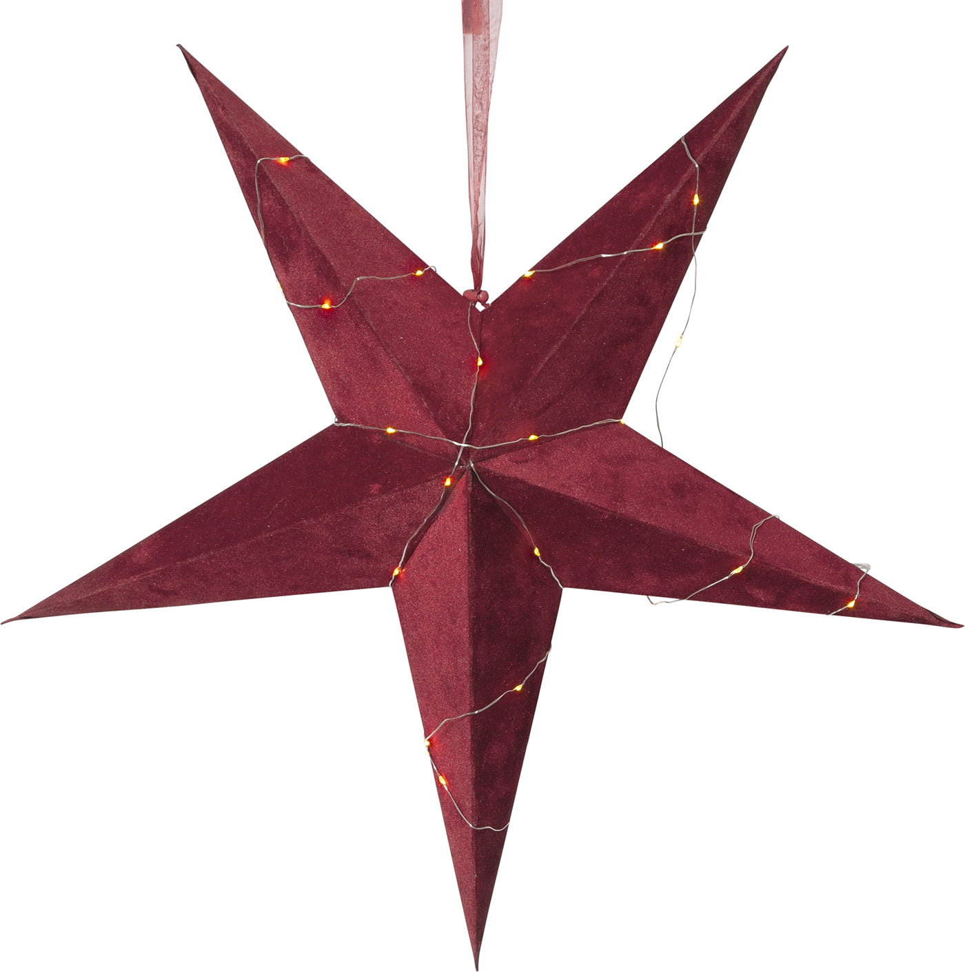 Leuchtstern Rot 5 Zacken Samt Weihnachtsstern Deko Stern Lampe Lichterkette