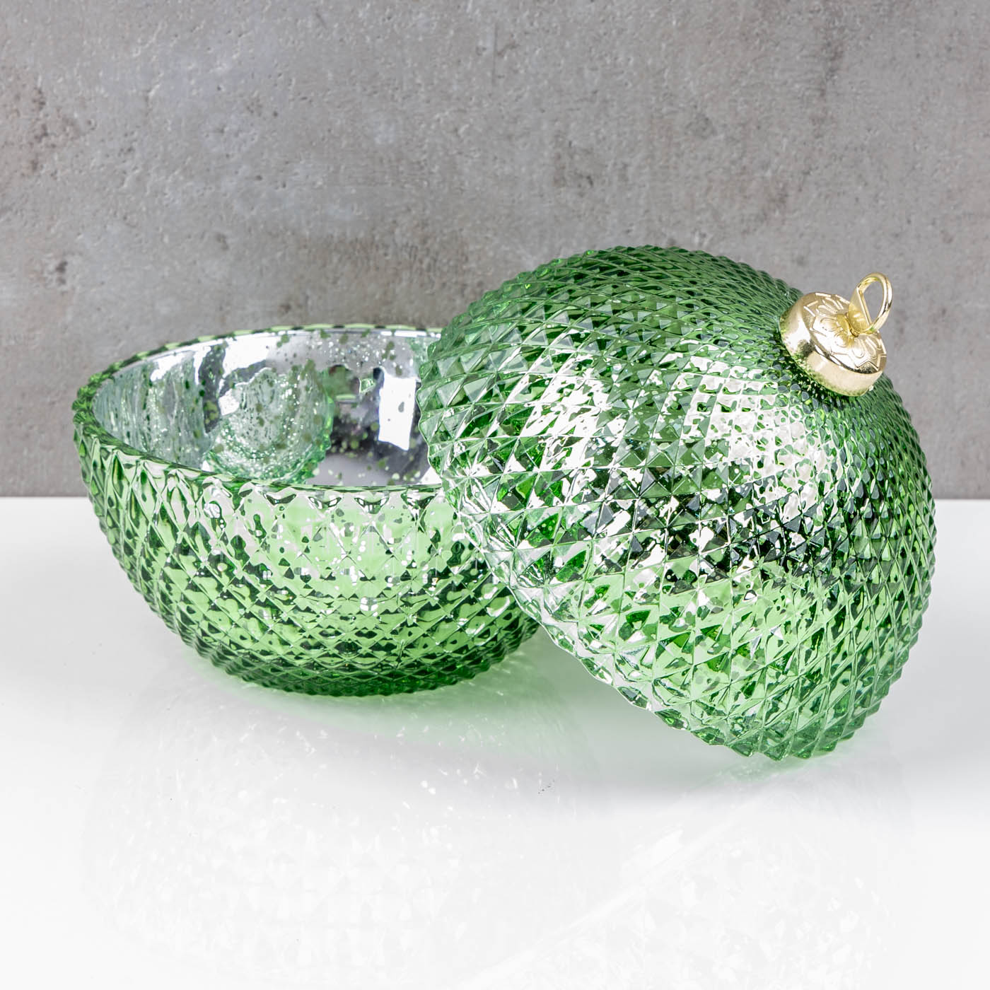Deko Dose Weihnachten Ø13cm Weihnachtskugel Bonbon Glas Grün Tischdeko Candy Bar