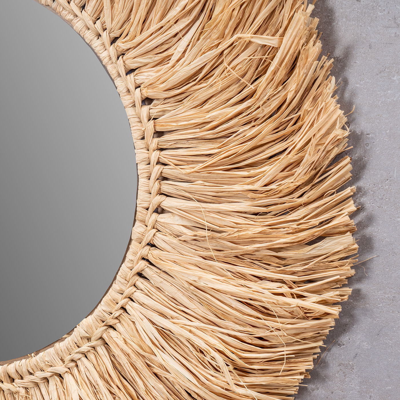 Wandspiegel Seegras Ø 50cm Spiegel Rund Flurspiegel Wanddeko Boho Deko Natur