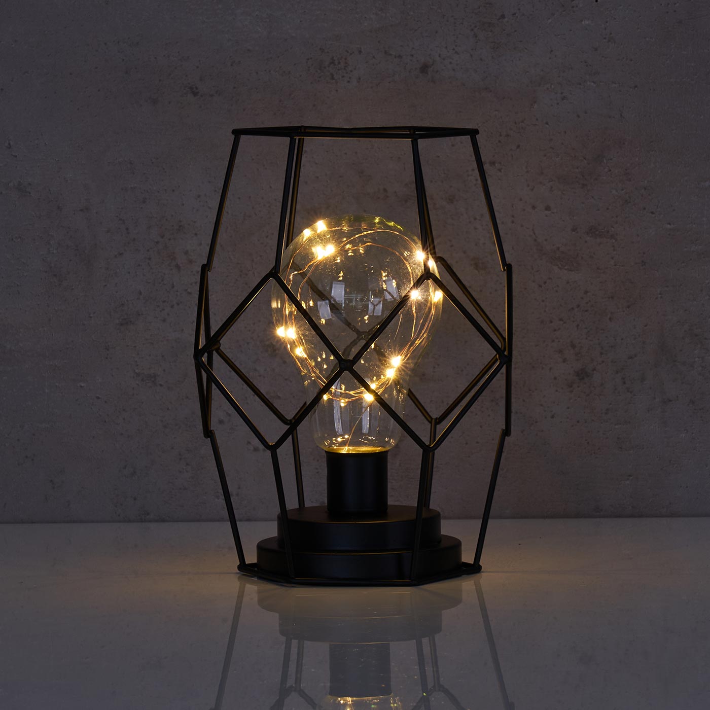 Tischlampe Metall Schwarz LED 17x22cm Lampe Standleuchte Leuchte Deko