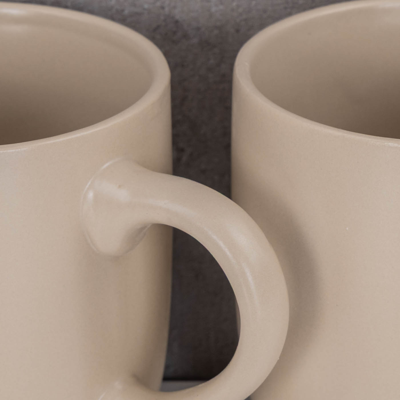 4er Set Steingut Tassen 300ml Beige Creme Kaffeetasse Kaffeebecher Sand Design