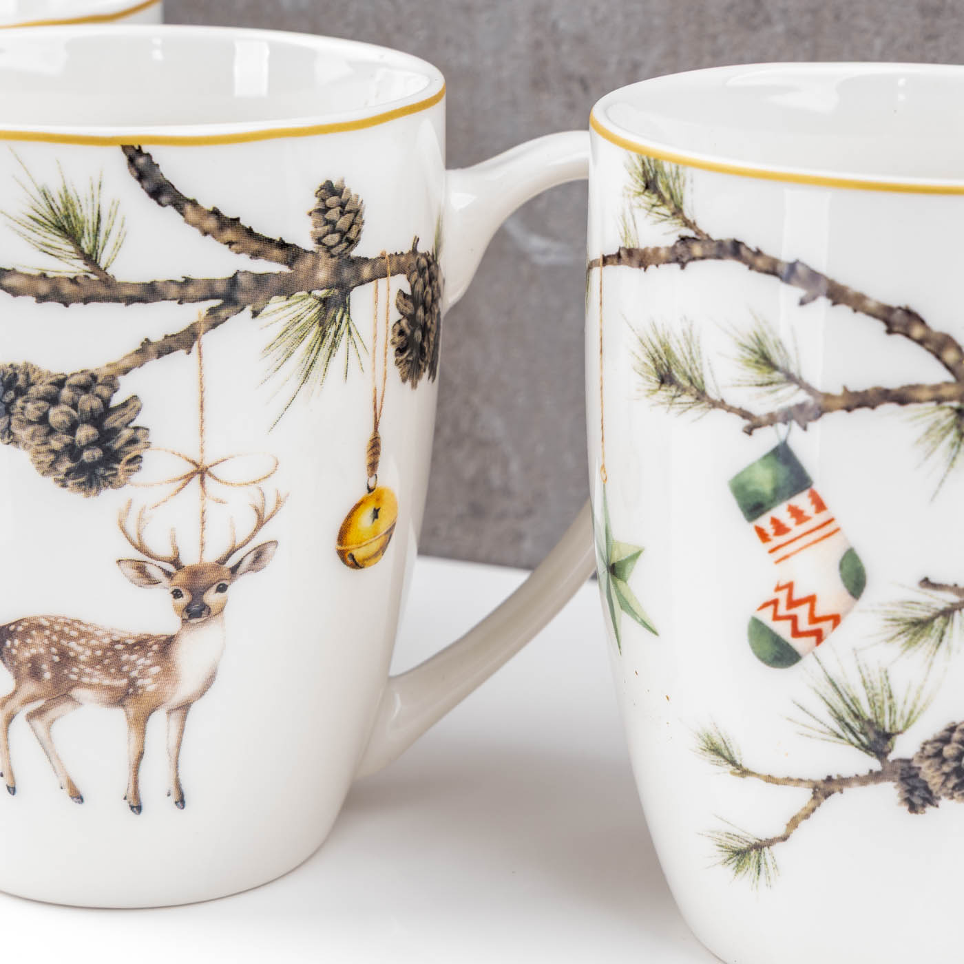 Weihnachtstassen 4er Set Becher Porzellan 350ml Weihnachten Kaffee Tee Getränk