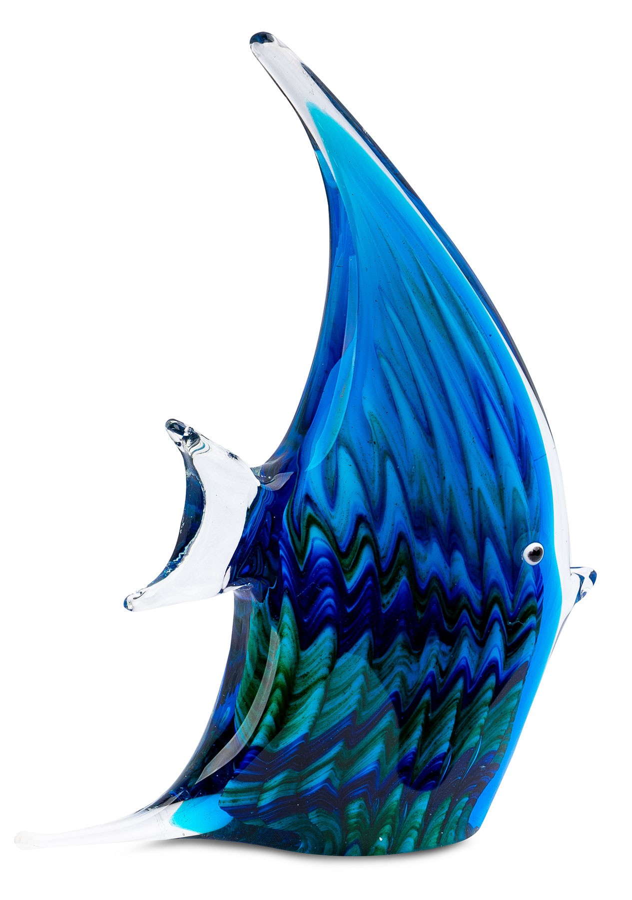 levandeo Glas Skulptur BxHxT 16x21x4cm Glasfigur Fisch Glaskunst Blau Maritim