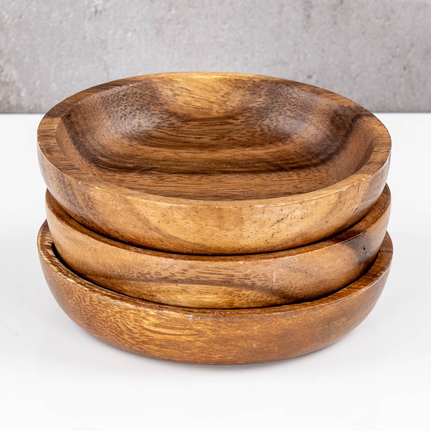 3er Set Teller Akazie Ø10cm Holzteller Dipschale Snackschale Dekoteller Unikat