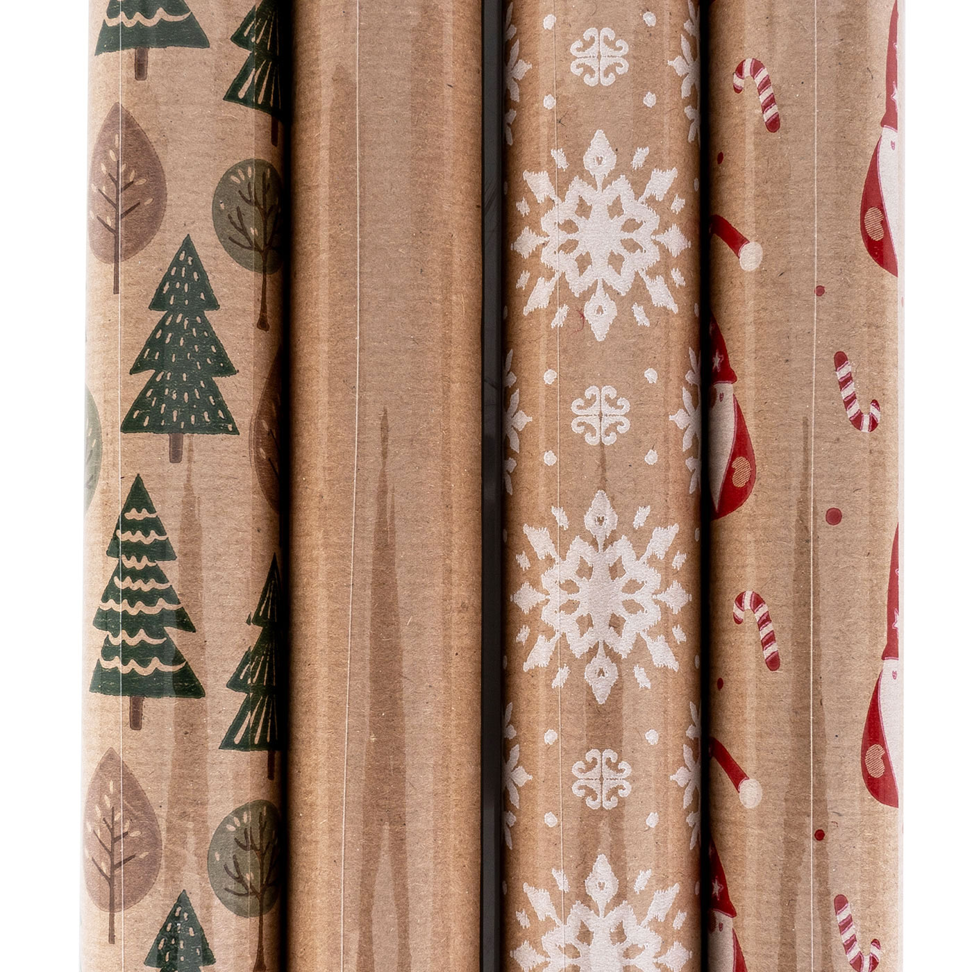 4er Set Geschenkpapier 70x200cm Natur Braun Advent Weihnachten Kraftpapier XMAS