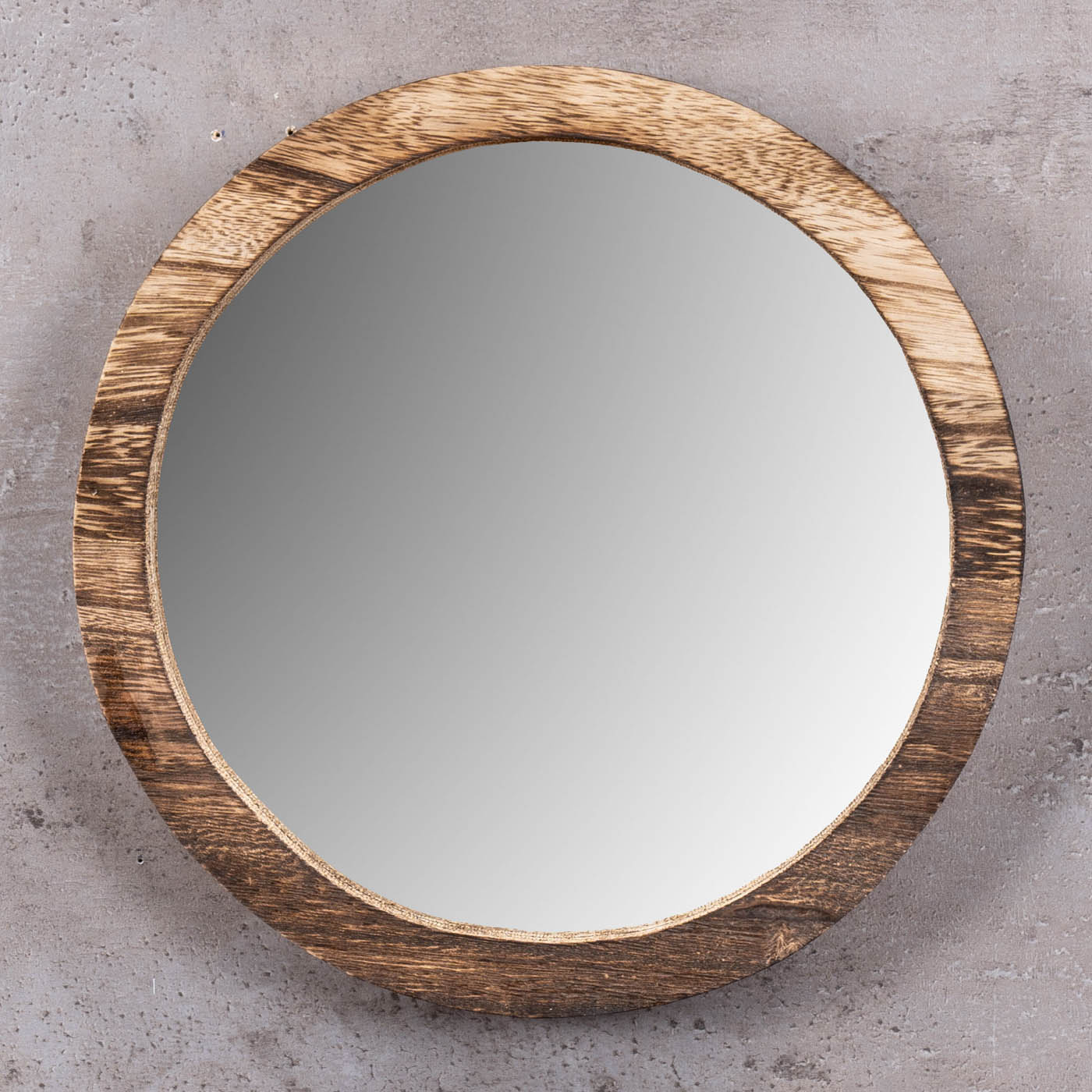3er Set Wandspiegel Ø20-30cm Holz Natur Braun Spiegel Wanddeko Flurspiegel Deko