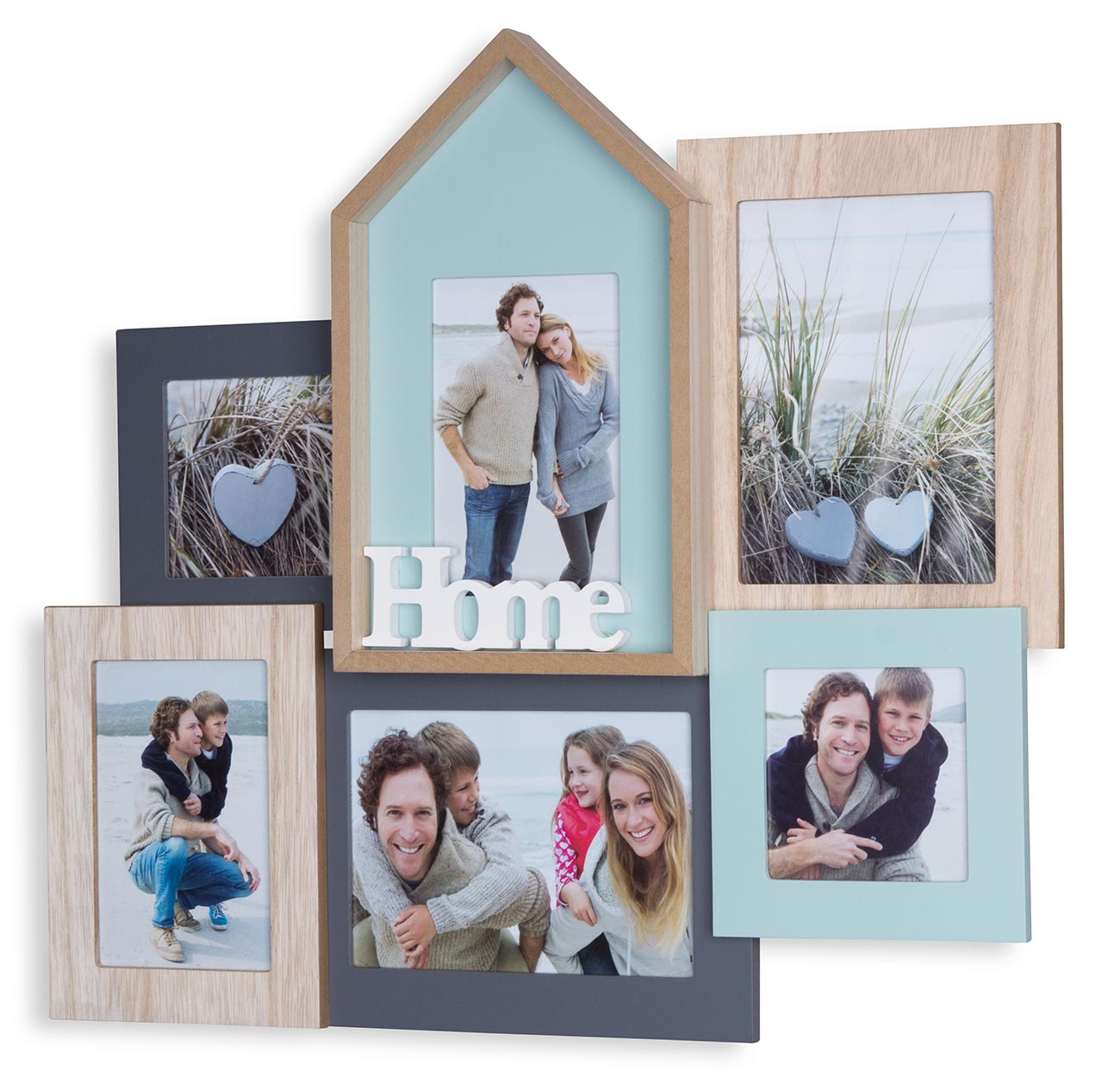 Bilderrahmen 6 Fotos 48x44,5x4cm Holz Natur Home Collage Fotorahmen