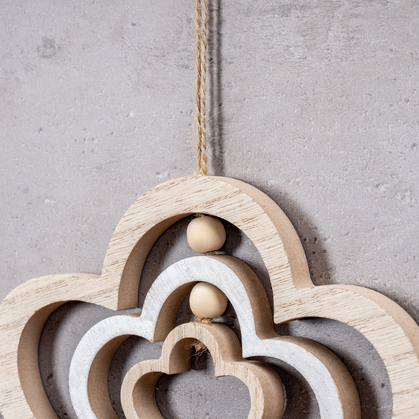Deko Blume Mobile H15cm Windspiel MDF Holz Natur Weiß Holzblume Hängedeko Deko