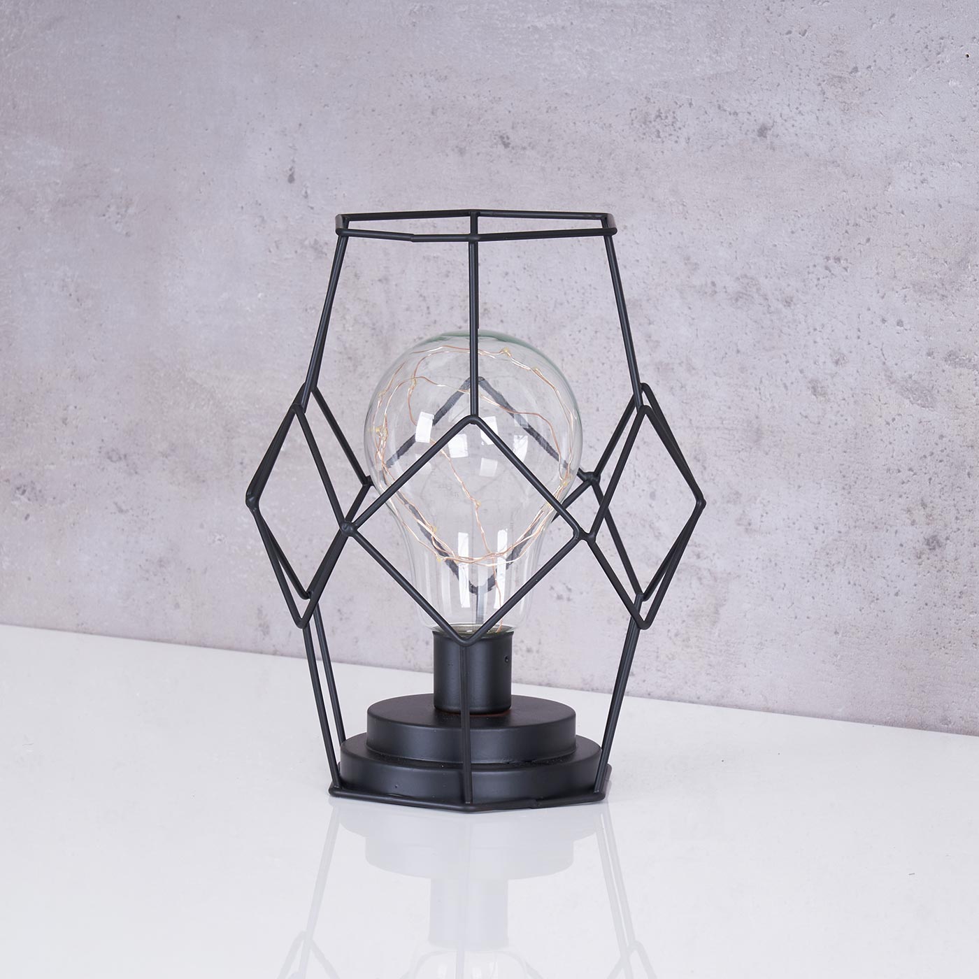 Tischlampe Metall Schwarz LED 17x22cm Lampe Standleuchte Leuchte Deko