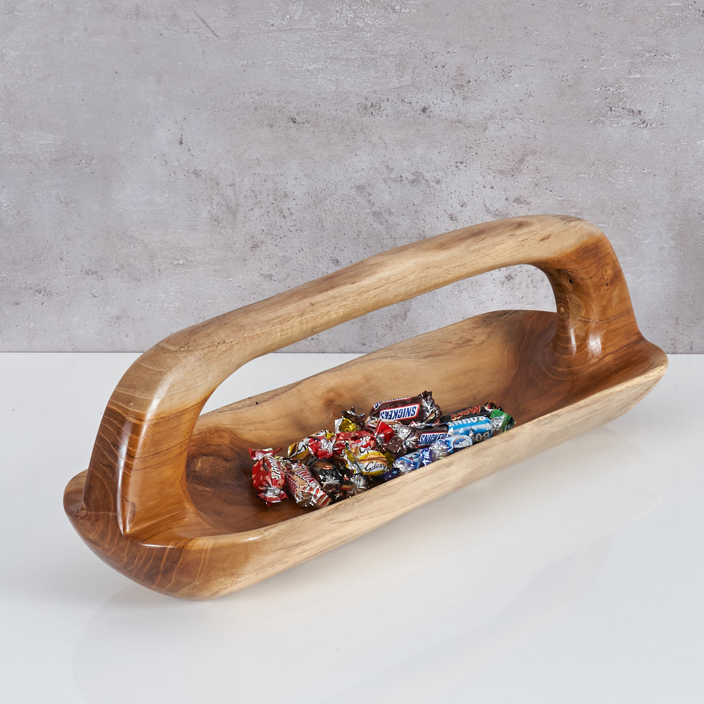 Schale ca. 60x20cm Teakholz mit Griff Holzschale Dekoschale Natur Unikat