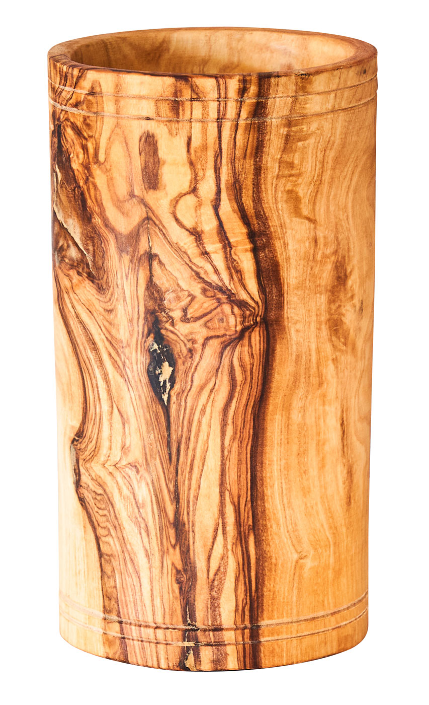 Utensilienhalter Olivenholz H16cm Besteckhalter Küchenhelfer Natur Holz Deko Unikat