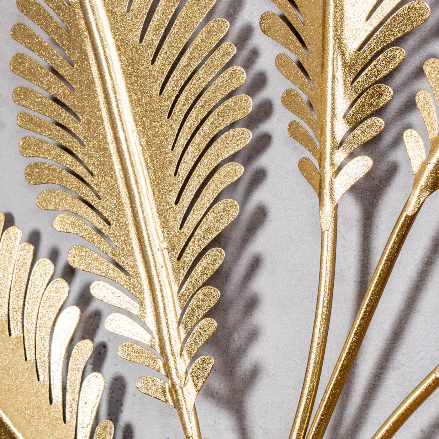 Blätter Wandkunst Gold H72cm 3D Metallbild Wandbild Metall Wanddeko Floral Deko