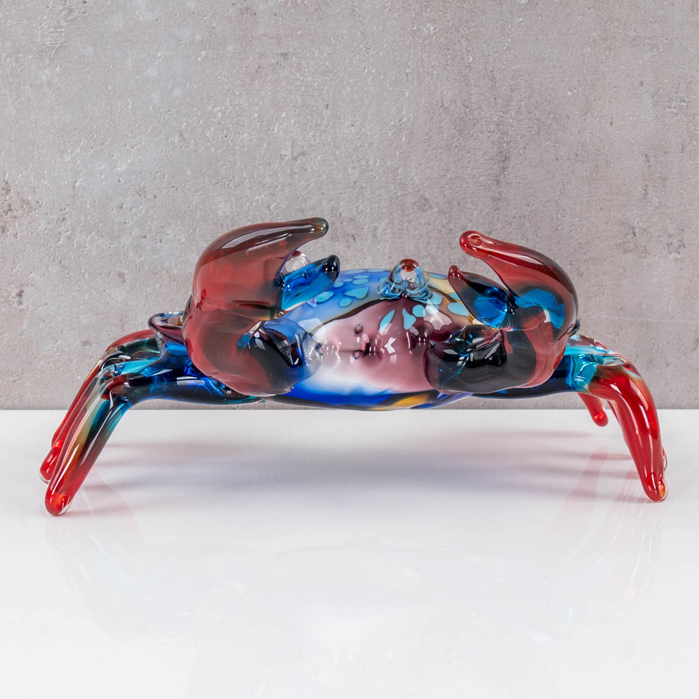 Krabbe Glasfigur 24x13cm Design Skulptur Krebs Handarbeit Glas Deko Unikat