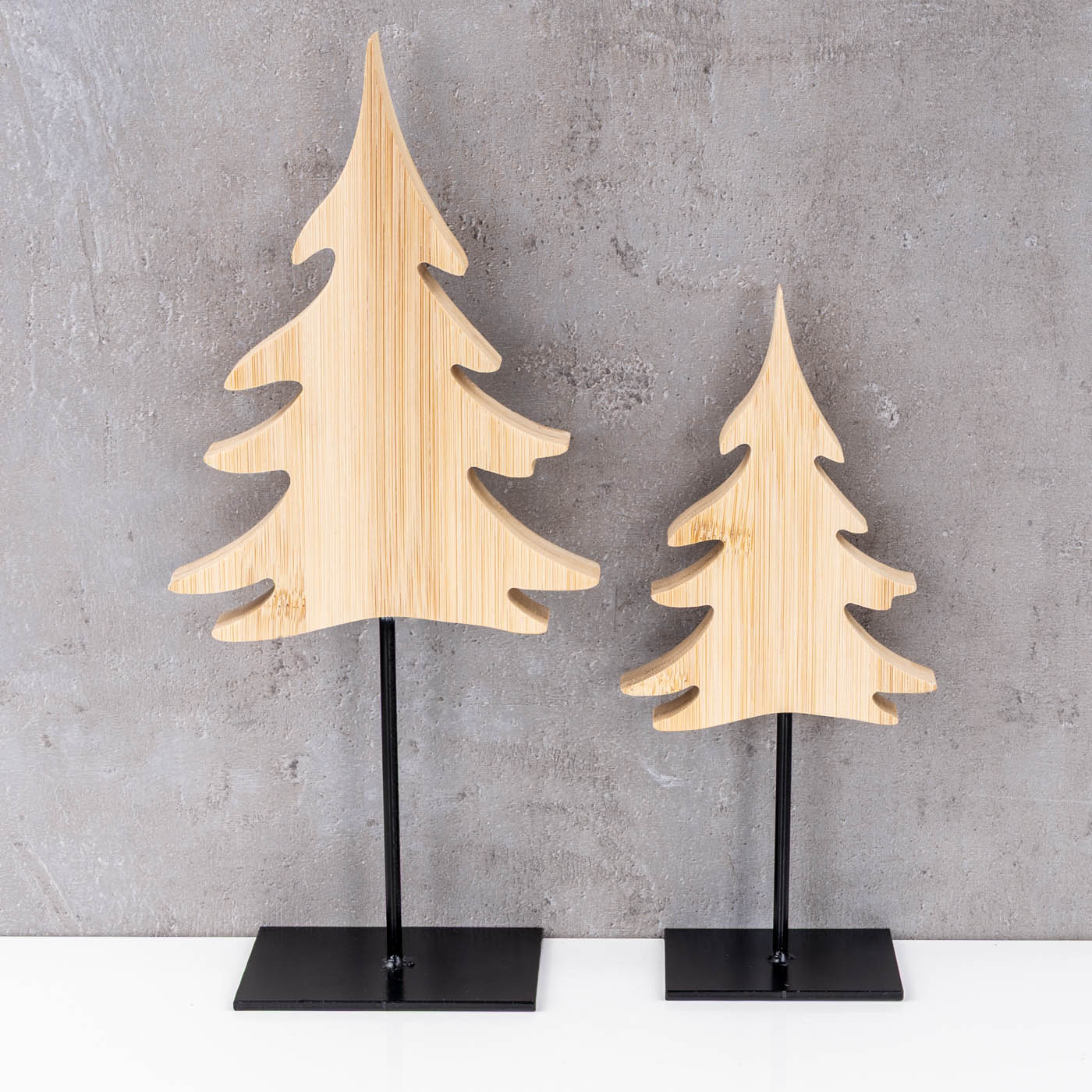 2er Set Deko Tannenbaum Aufsteller Holz Weihnachtsbaum Tischdeko Skandi Design