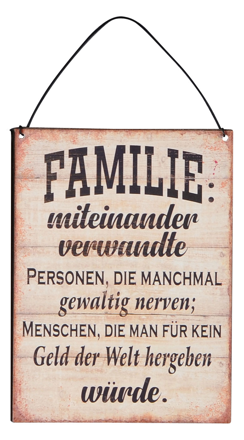 3er Set Blechschilder H20cm Familie Sprüche Braun Schwarz Wandbild Wanddeko Deko