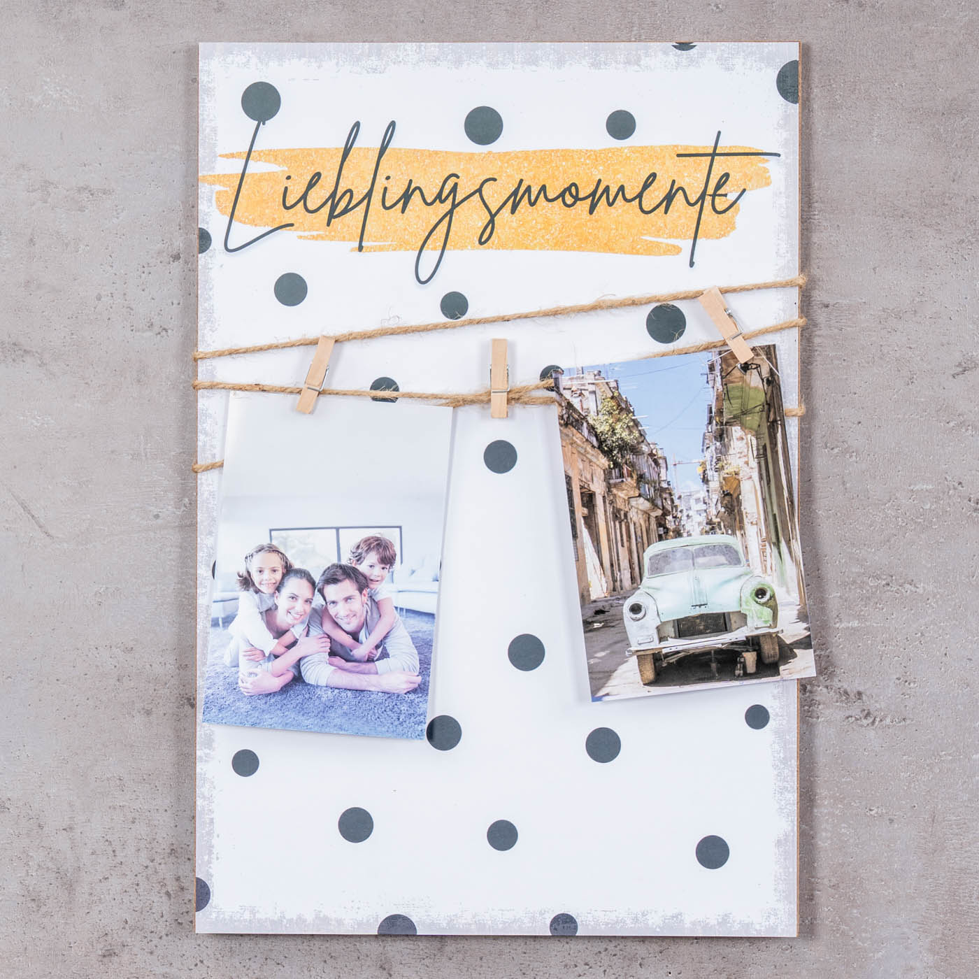 2er Set Deko Fototafel Lieblingsmomente Erinnerungen MDF Bilderrahmen Klammern