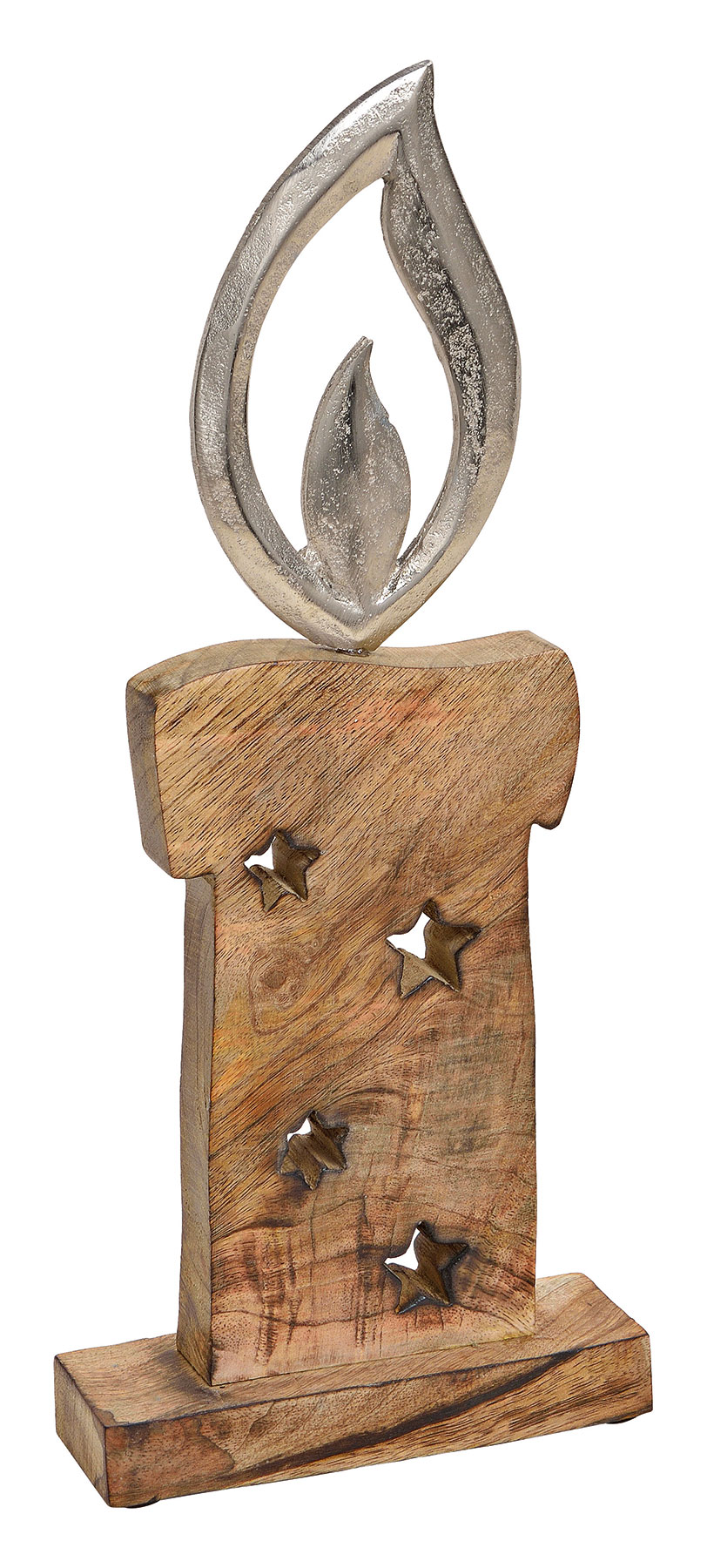Weihnachtsdeko Kerze Mangoholz H37cm Deko Aufsteller Holz Metall Weihnachten